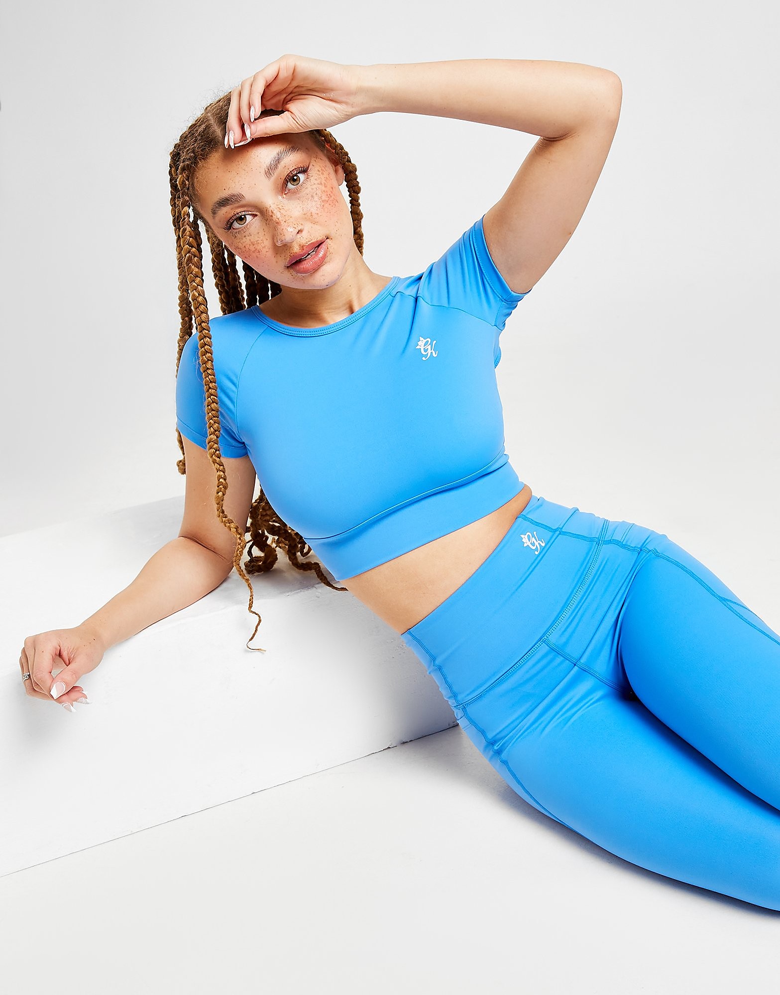 Gym King T-Shirt Dominate Cap Sleeve Crop - Azul - Womens, Azul