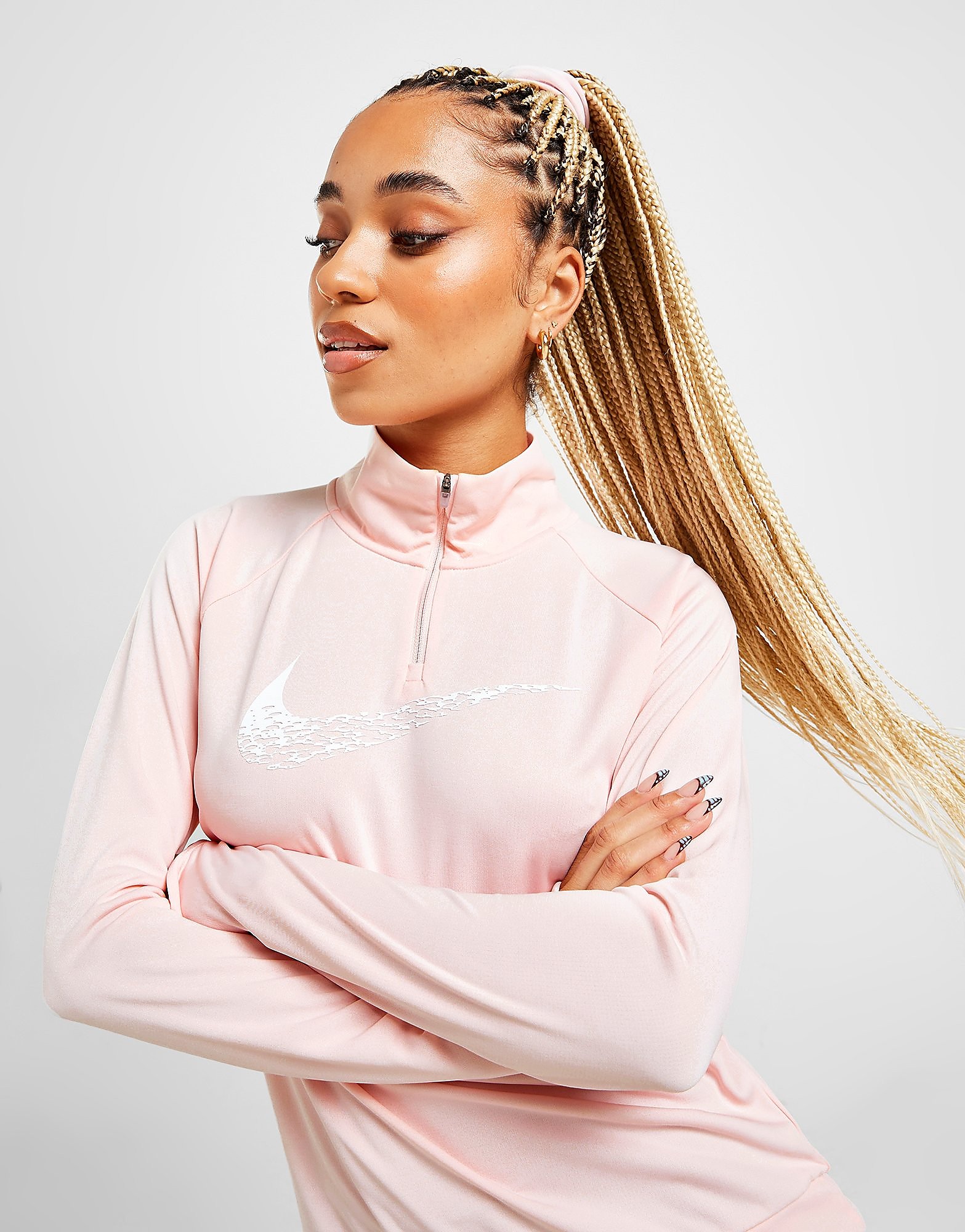Nike Running Swoosh 1/4 Zip Top - Only at JD - Atmosphere/White - Womens, Atmosphere/White