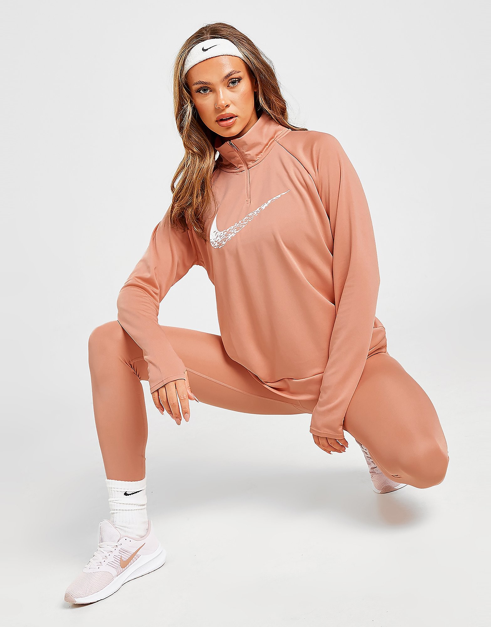 

Nike Running Swoosh 1/4 Zip Top - Light Madder Root/White - Womens, Light Madder Root/White