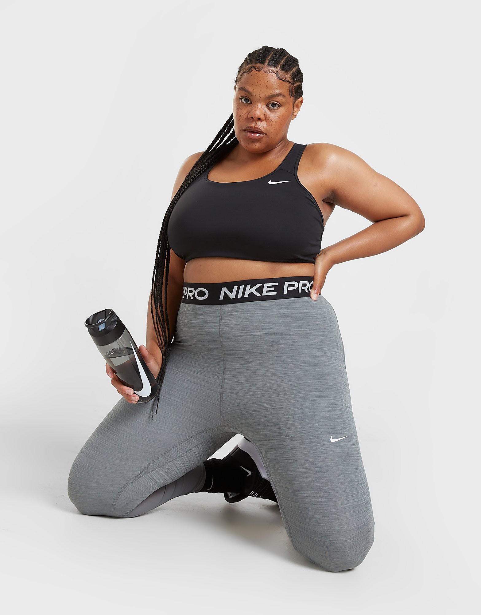 

Nike Training Pro Plus Size Tights - Smoke Grey/Heather/Black/White - Womens, Smoke Grey/Heather/Black/White