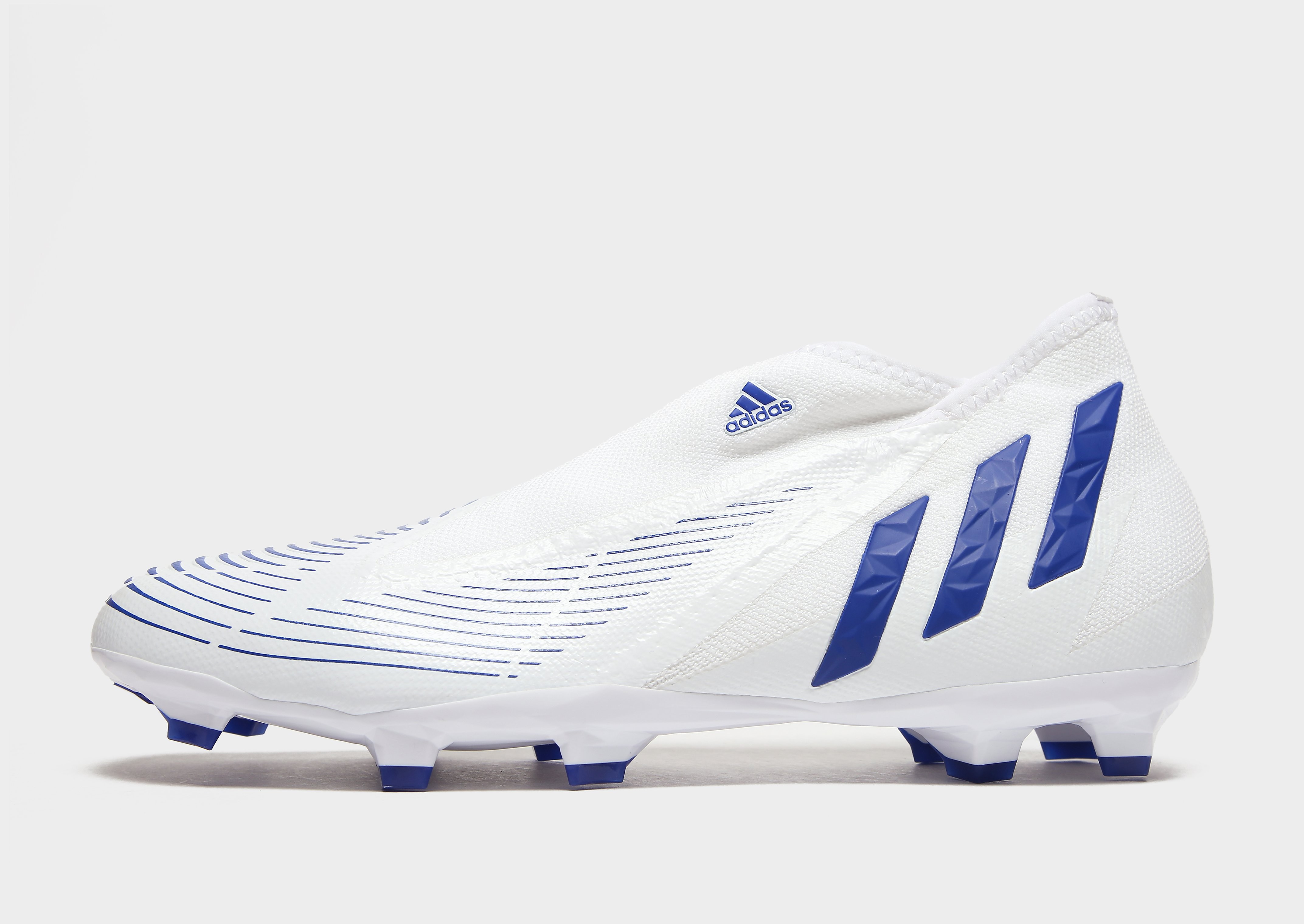 adidas Predator Edge .3 Laceless FG - White/BLU - Mens, White/BLU