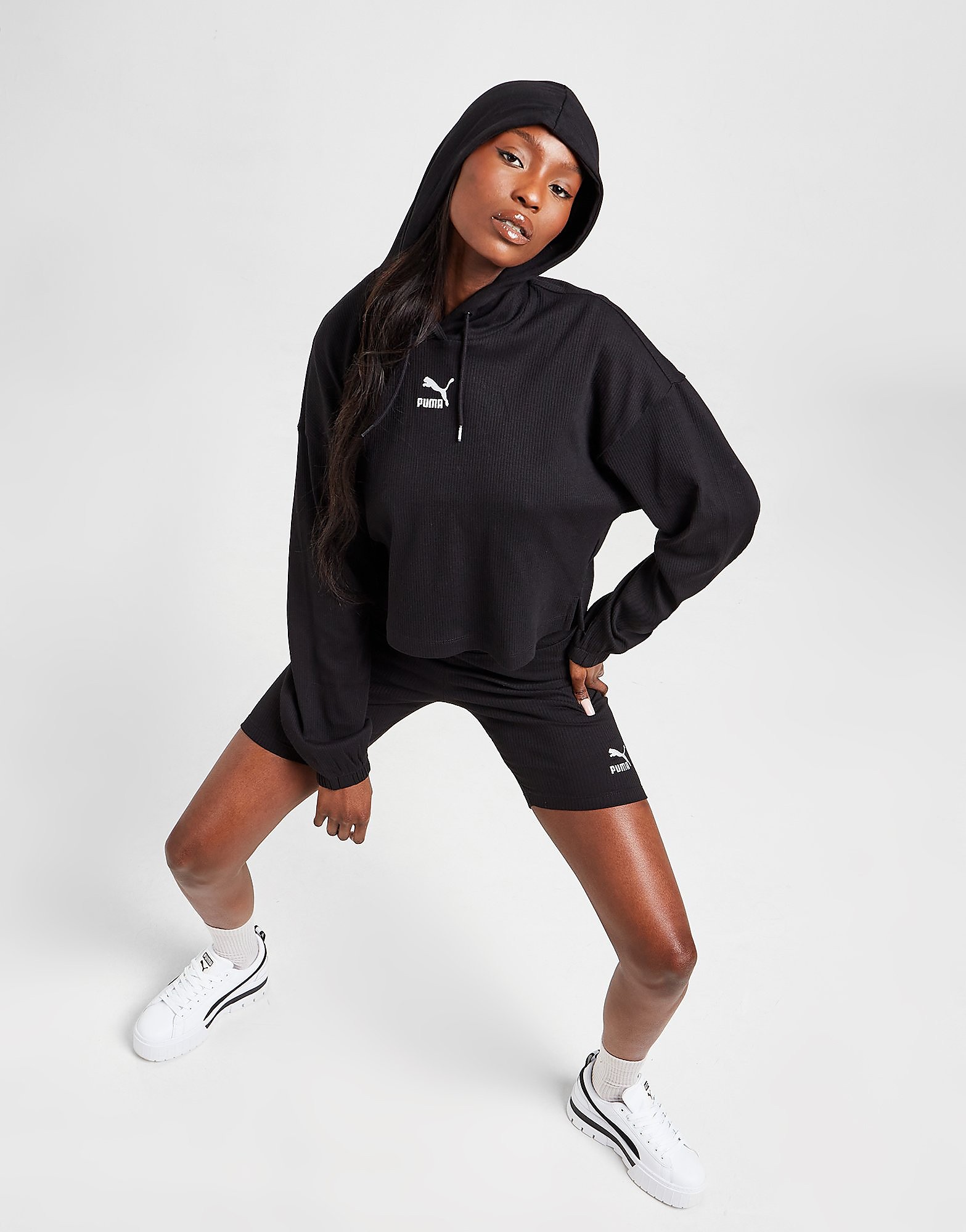 

Puma Classics Rib Overhead Hoodie - Black - Womens, Black