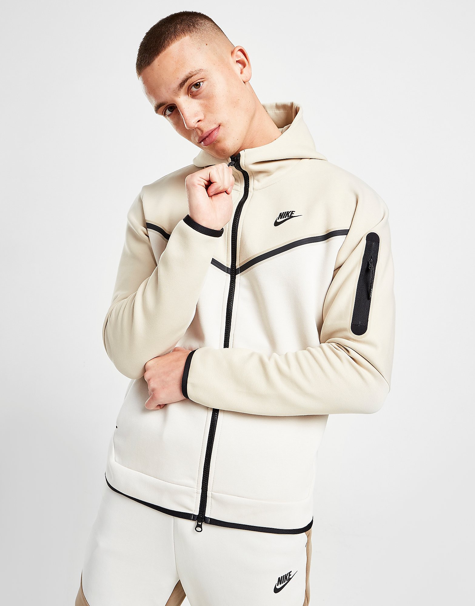 

Nike Tech Fleece Full Zip Hoodie - Rattan/Light Orewood Brown/Black/White - Mens, Rattan/Light Orewood Brown/Black/White