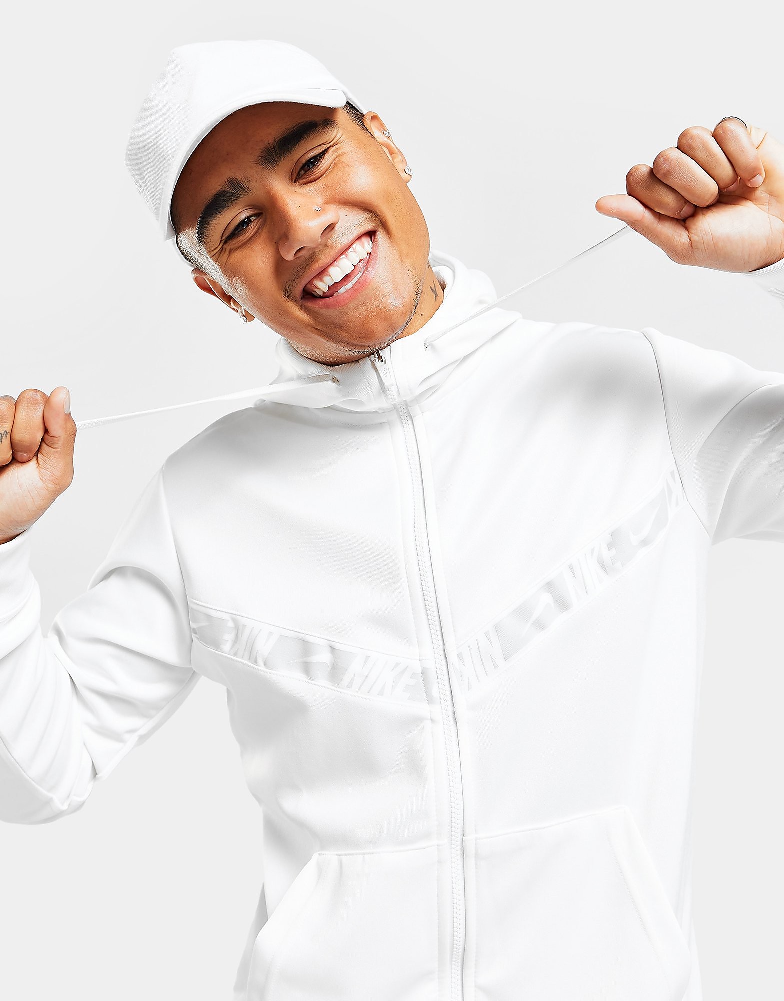 

Nike Repeat Tape Full Zip Hoodie - White/White/Pure Platinum - Mens, White/White/Pure Platinum
