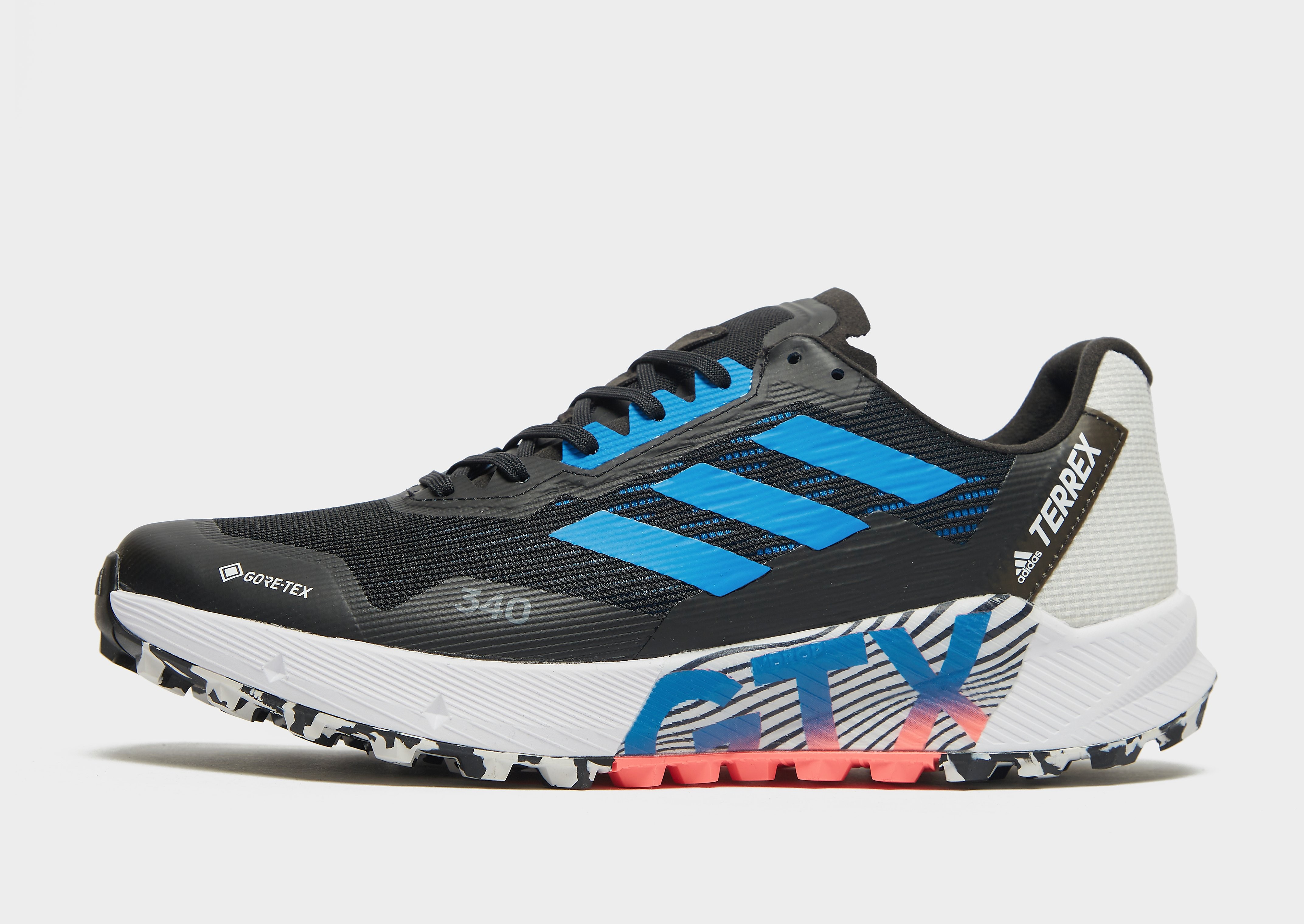 

adidas Terrex Agravic Flow 2.0 GORE-TEX - Core Black / Blue Rush / Turbo - Mens, Core Black / Blue Rush / Turbo