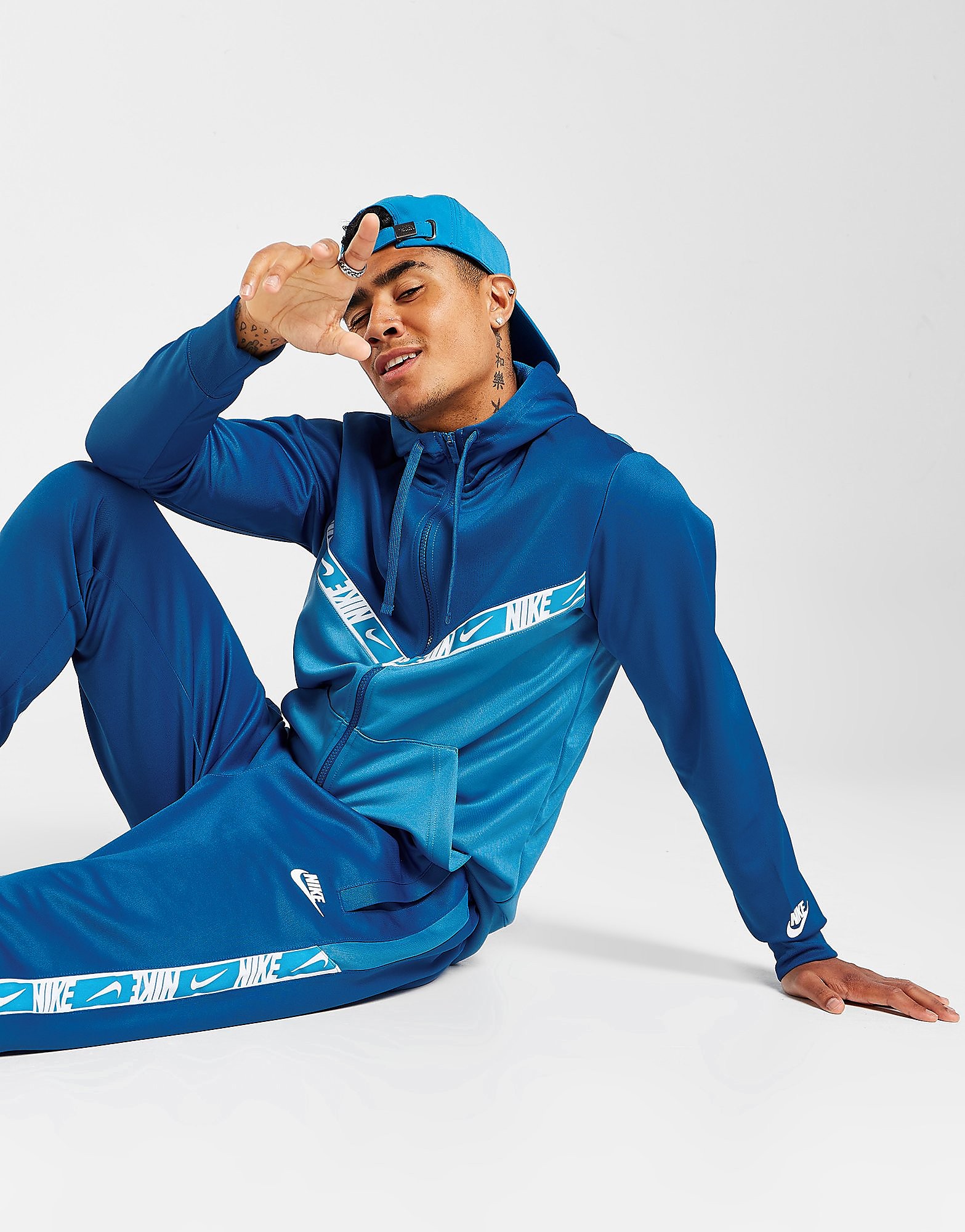 

Nike Repeat Tape Full Zip Hoodie - Blue - Mens, Blue