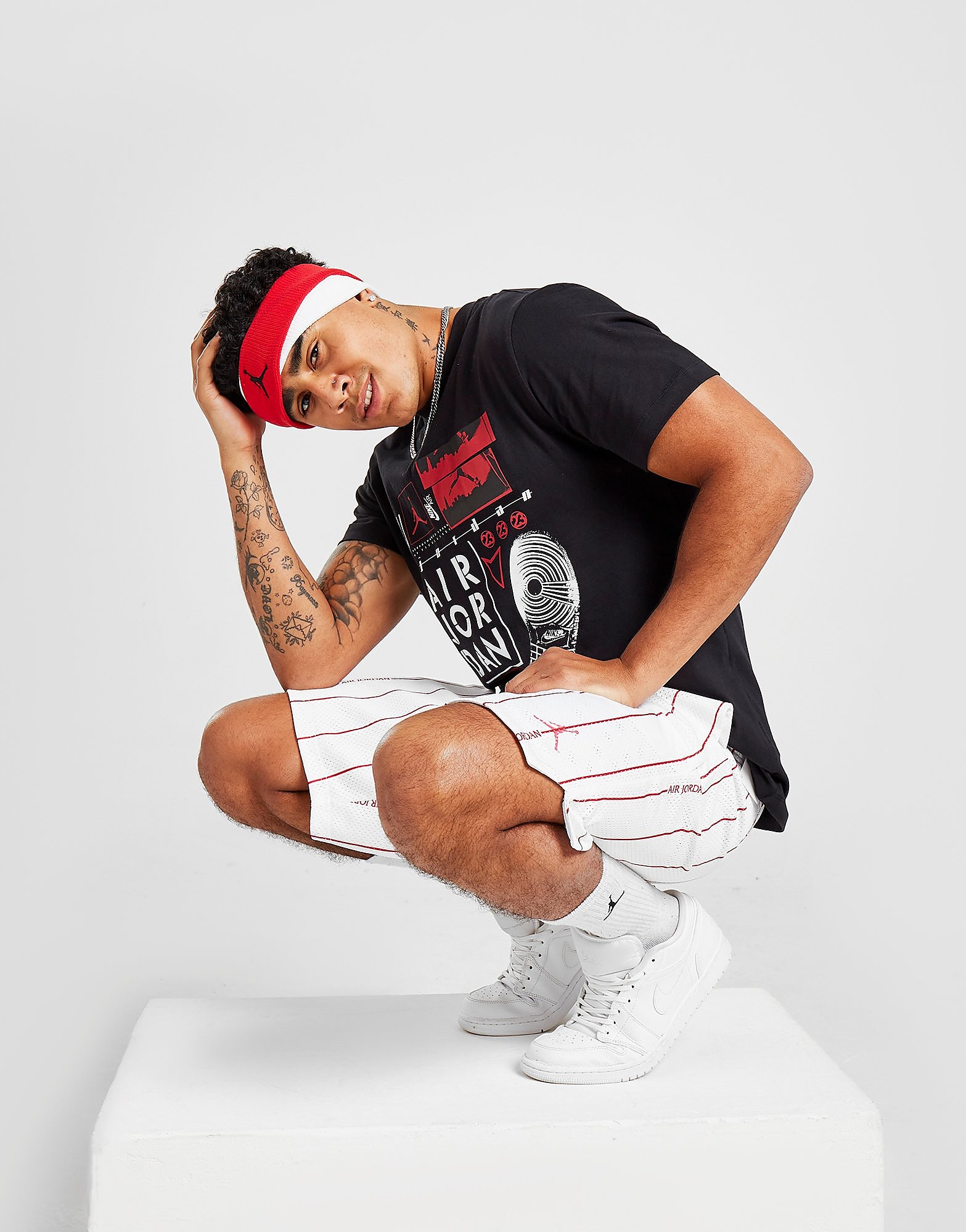 

Jordan Essential All Over Print Shorts - White/Gym Red/Gym Red - Mens, White/Gym Red/Gym Red