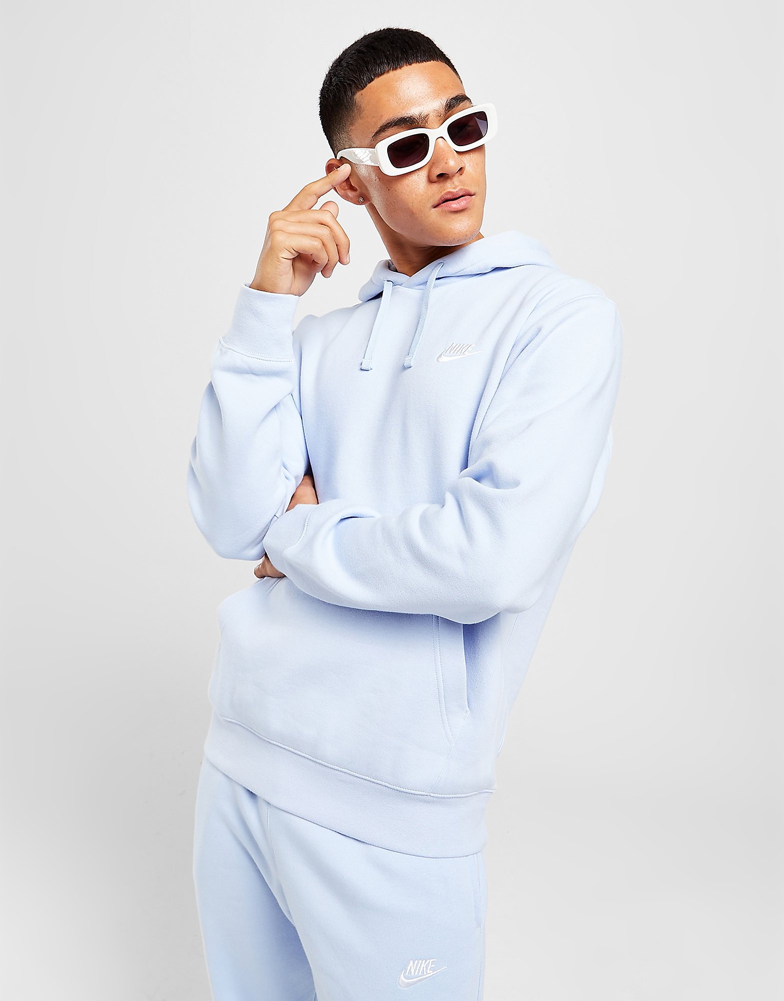 

Nike Foundation Hoodie - Light Marine/Light Marine/White - Mens, Light Marine/Light Marine/White