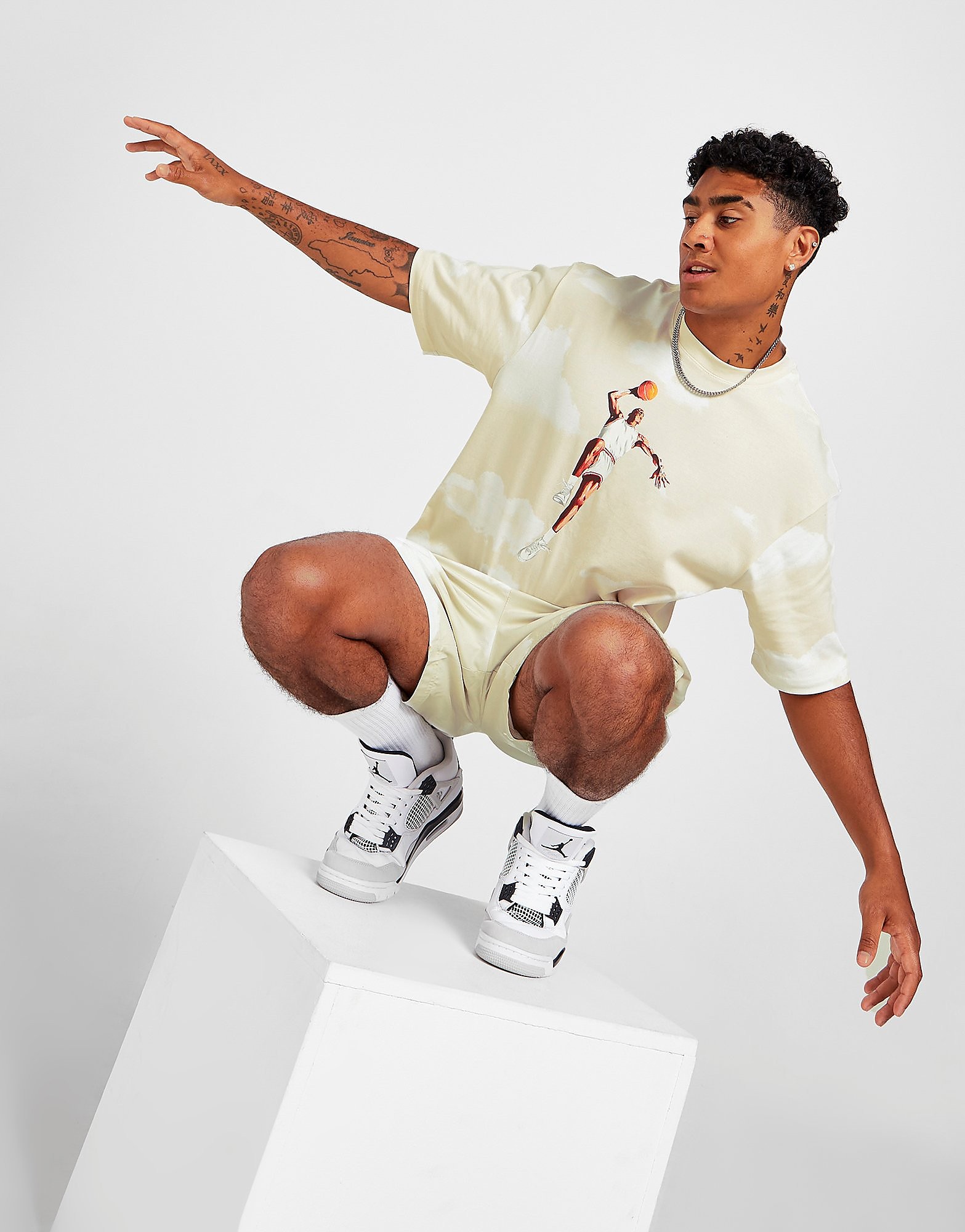 

Jordan All Over Print Cloud T-Shirt - White/SAIL - Mens, White/SAIL