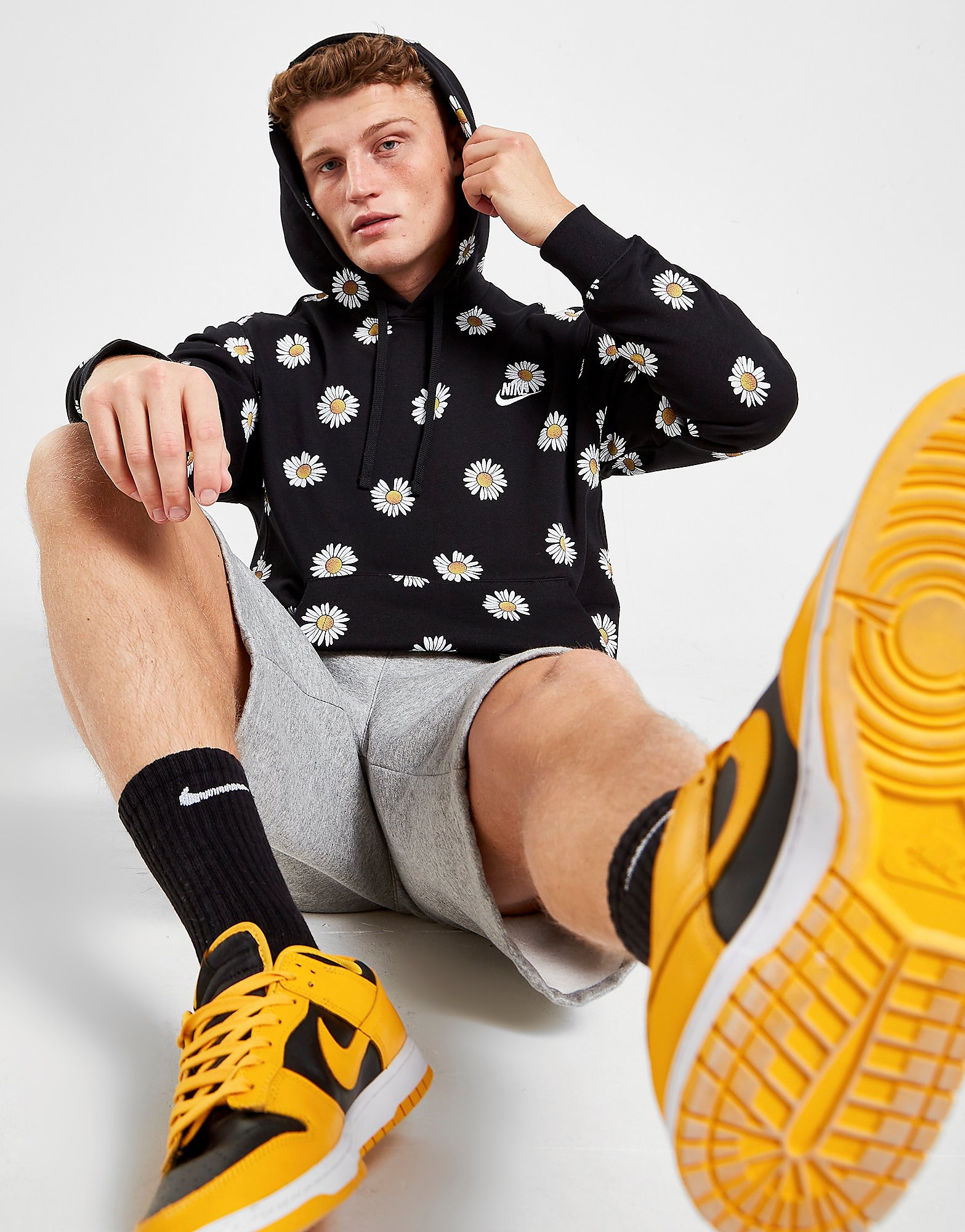 

Nike Daisy All Over Print Hoodie - Black/White - Mens, Black/White