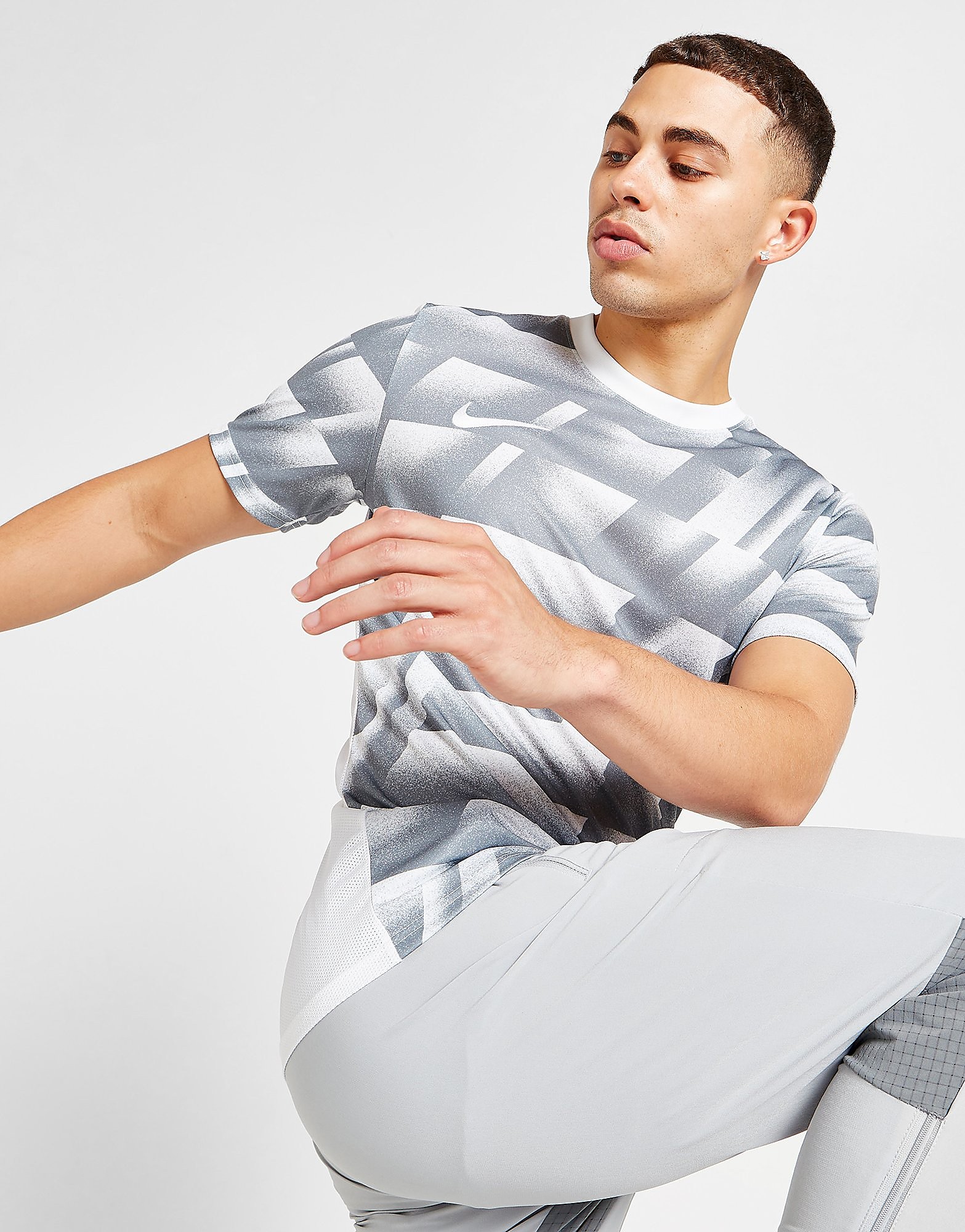 Nike Academy All Over Print T-Shirt - Black/Black/White/BLK - Mens, Black/Black/White/BLK