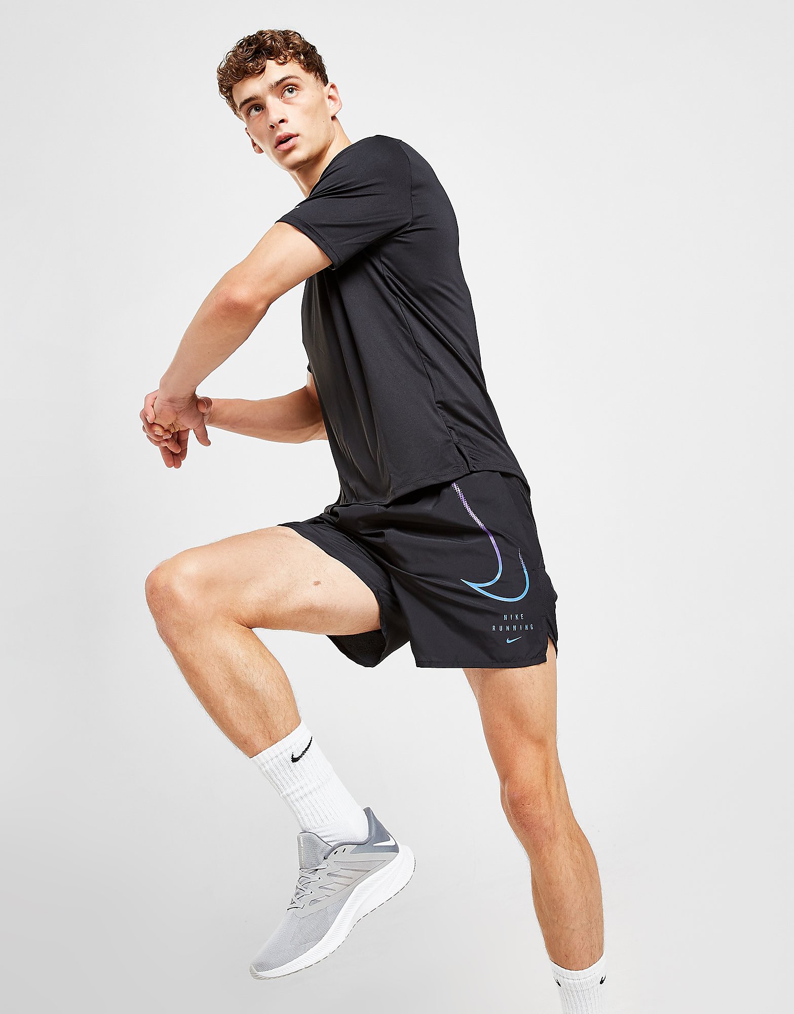 Nike Run Challenger Division Shorts - Black/Medium Blue - Mens, Black/Medium Blue