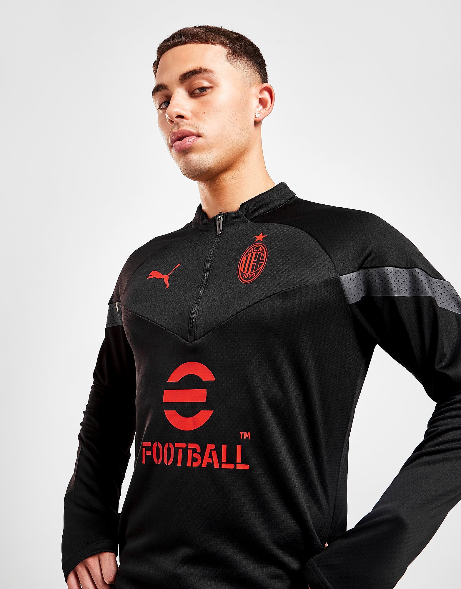 

Puma AC Milan 1/4 Zip Training Top - Black - Mens, Black