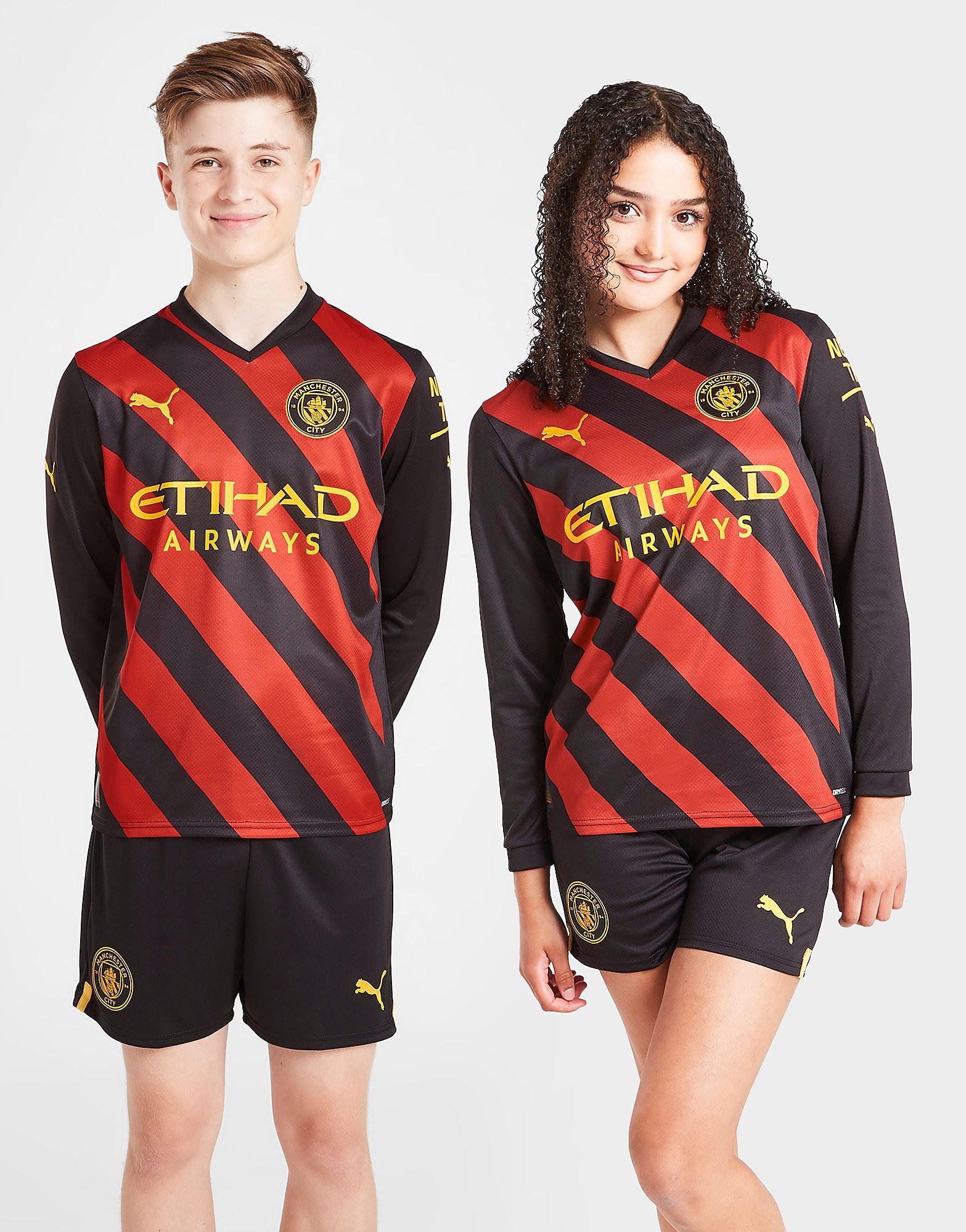 

Puma Manchester City 2022/23 Long Sleeve Away Shirt Jnr - Black/Red - Kids, Black/Red