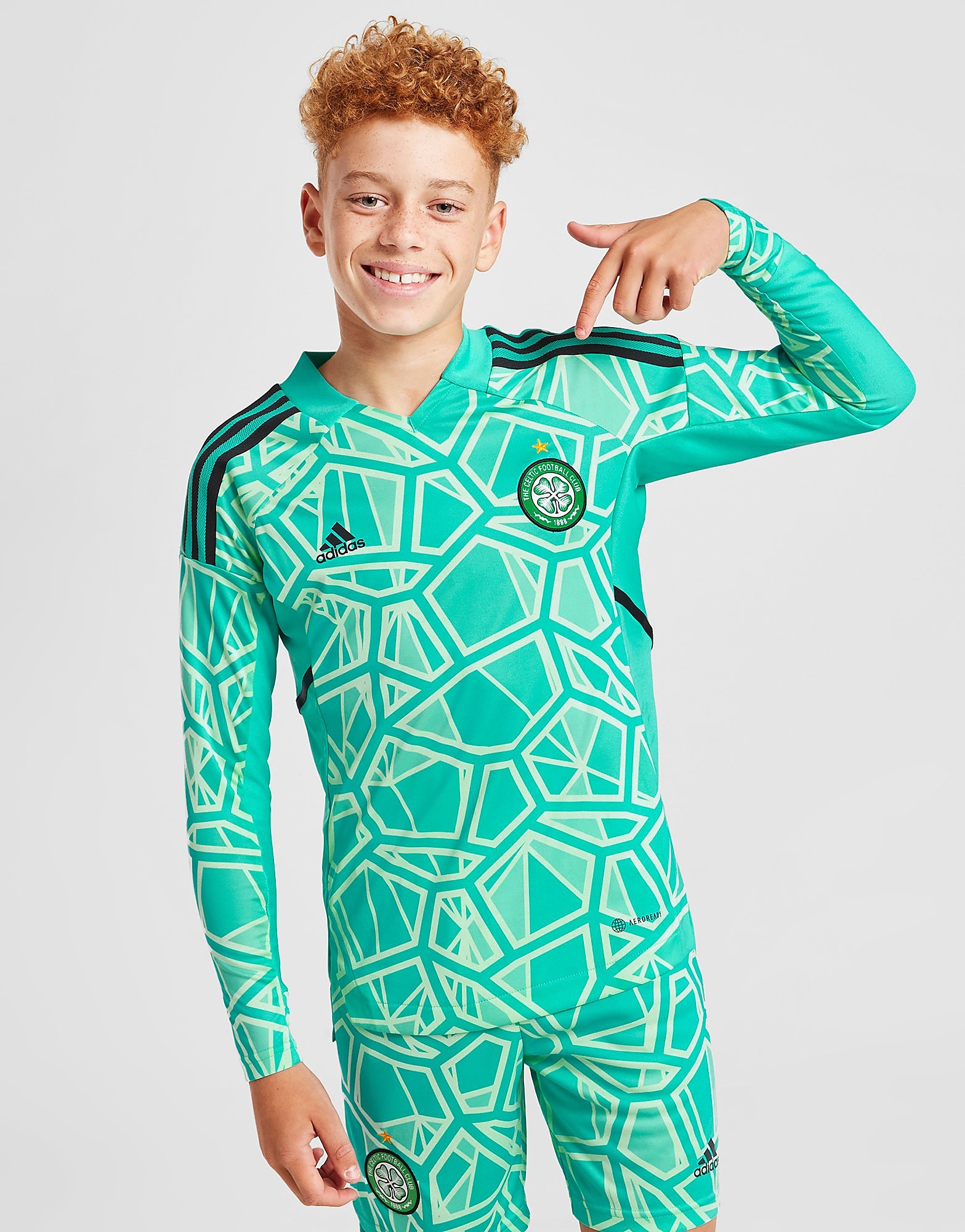 adidas Celtic FC 2022/23 Away Goalkeeper Shirt Junior - Green - Kids, Green