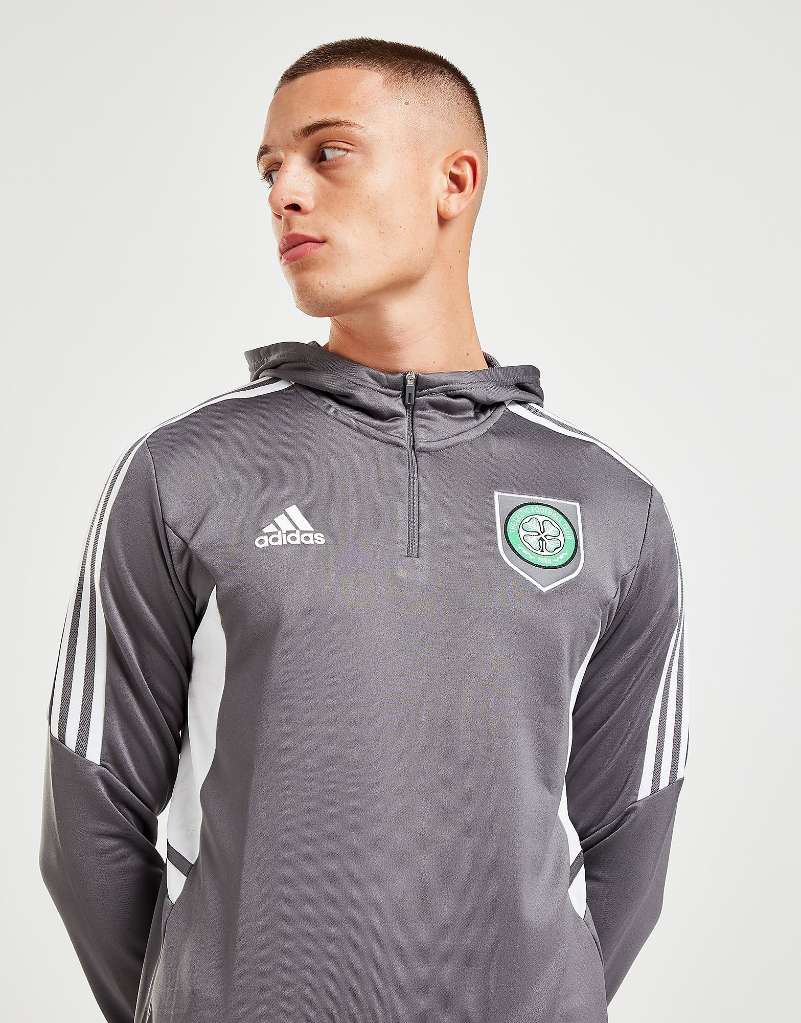 

adidas Celtic FC Track Hoodie - Team Grey Four - Mens, Team Grey Four