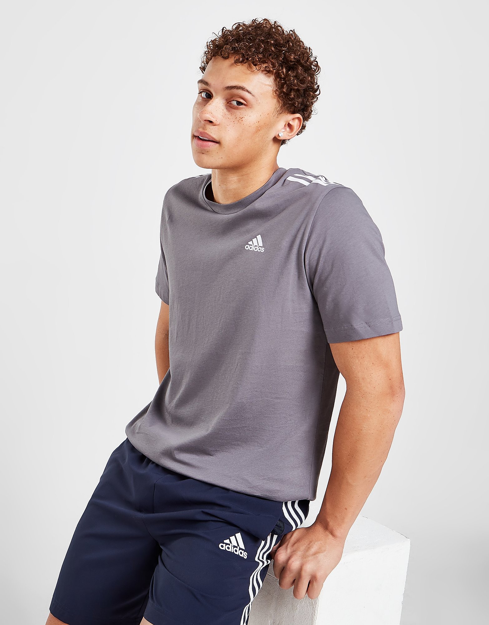 

adidas Badge of Sport 3-Stripes T-Shirt - Only at JD - GREY/4 - Mens, GREY/4