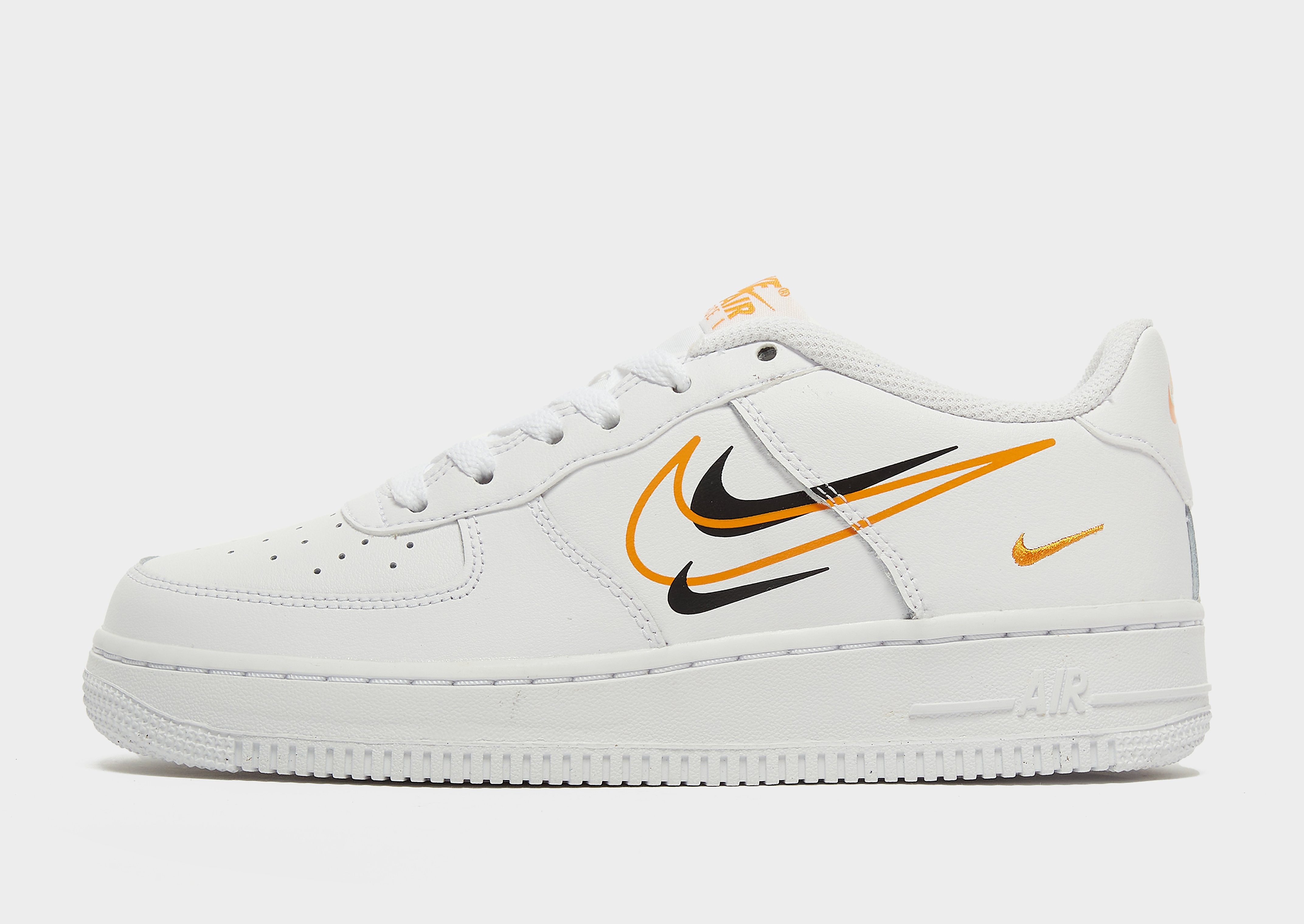 

Nike Air Force 1 Low Junior - Only at JD - White/Black/Kumquat - Kids, White/Black/Kumquat
