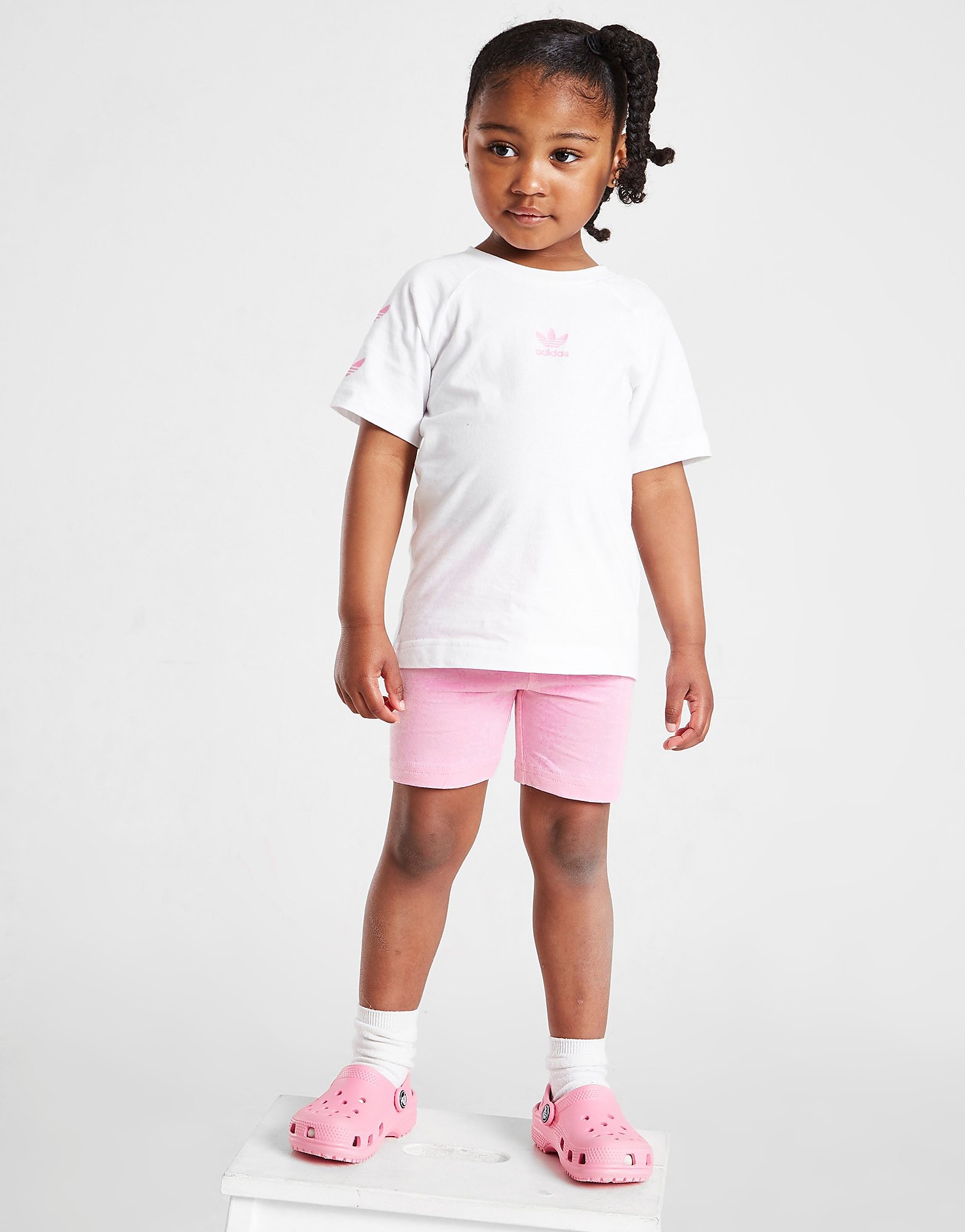 

adidas Originals Girls' Repeat Trefoil T-Shirt/Shorts Set Infant - Only at JD - Pink/Pink - Kids, Pink/Pink