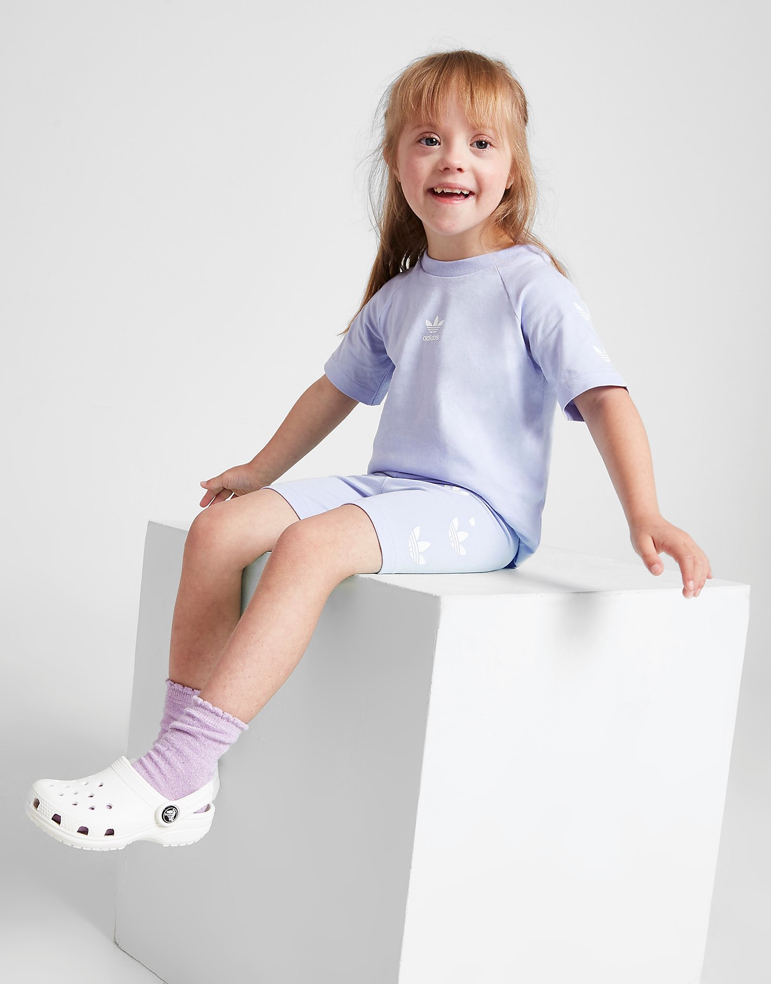 

adidas Originals Girls' Repeat Trefoil T-Shirt/Shorts Set Infant - Only at JD - PURPLE - Kids, PURPLE