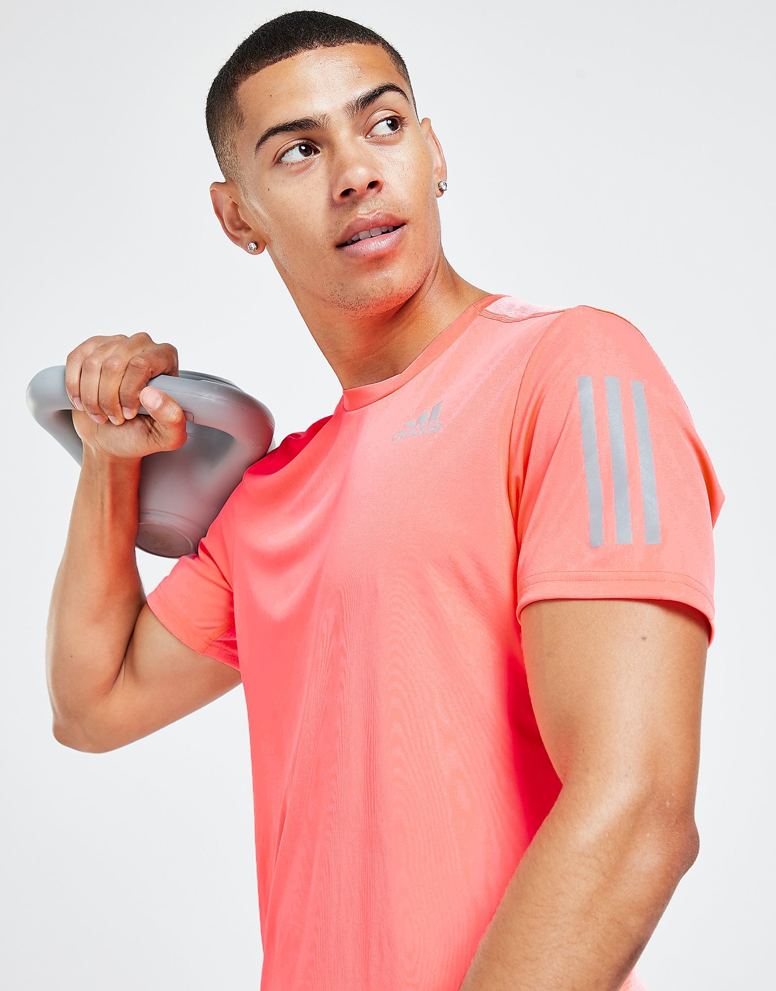 

adidas Own The Run T-Shirt - Acid Red / Reflective Silver - Mens, Acid Red / Reflective Silver
