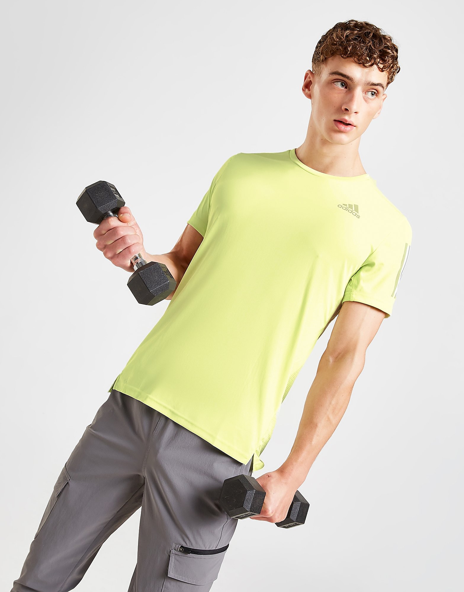

adidas Own The Run T-Shirt - Almost Lime / Reflective Silver - Mens, Almost Lime / Reflective Silver