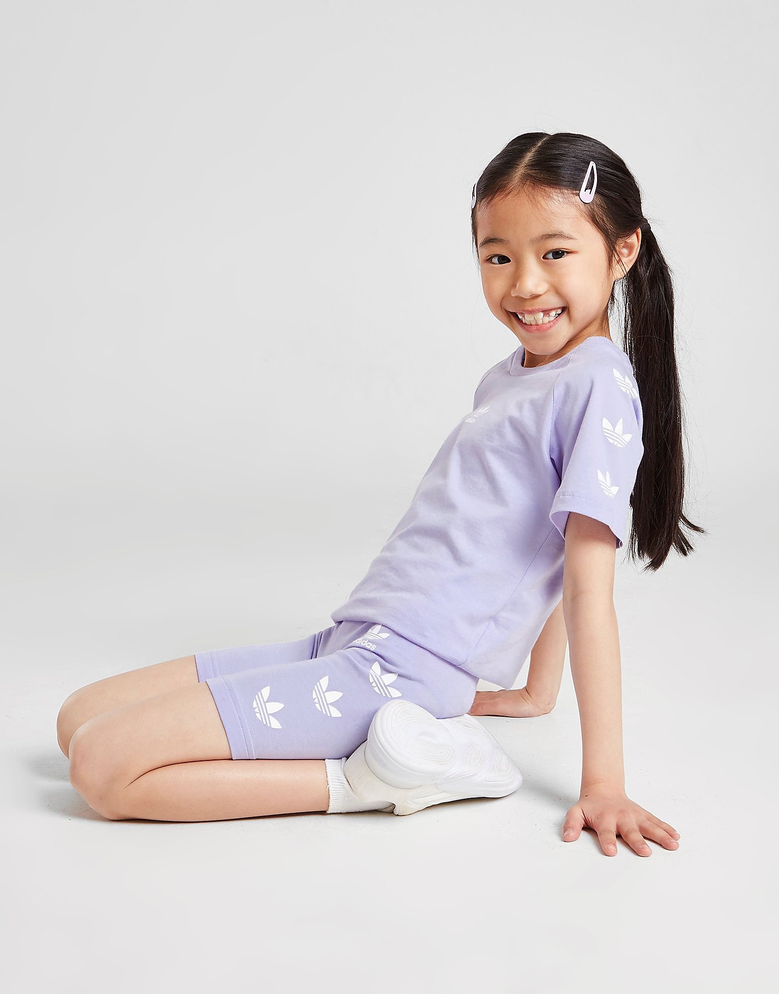 

adidas Originals Girls' Repeat Trefoil T-Shirt/Shorts Set Children - Only at JD - PURPLE - Kids, PURPLE