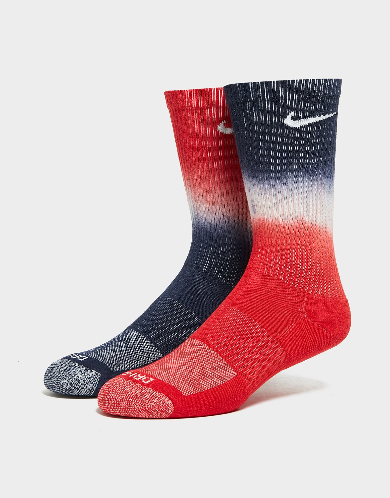 

Nike 2 Pack Crew Everyday+ Dip Dyed Socks - Red - Womens, Red