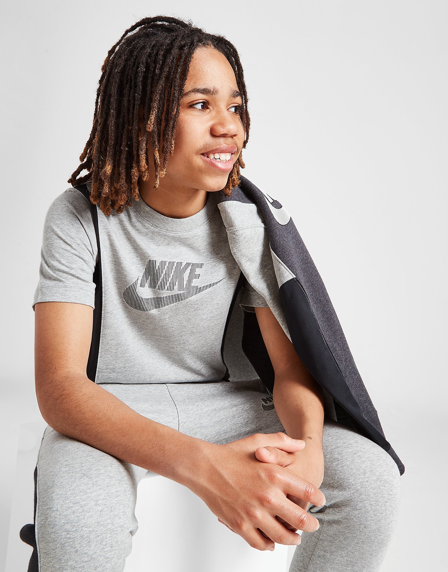 

Nike Hybrid Sportswear T-Shirt Junior - Only at JD - Dark Grey Heather/Black/Black - Kids, Dark Grey Heather/Black/Black