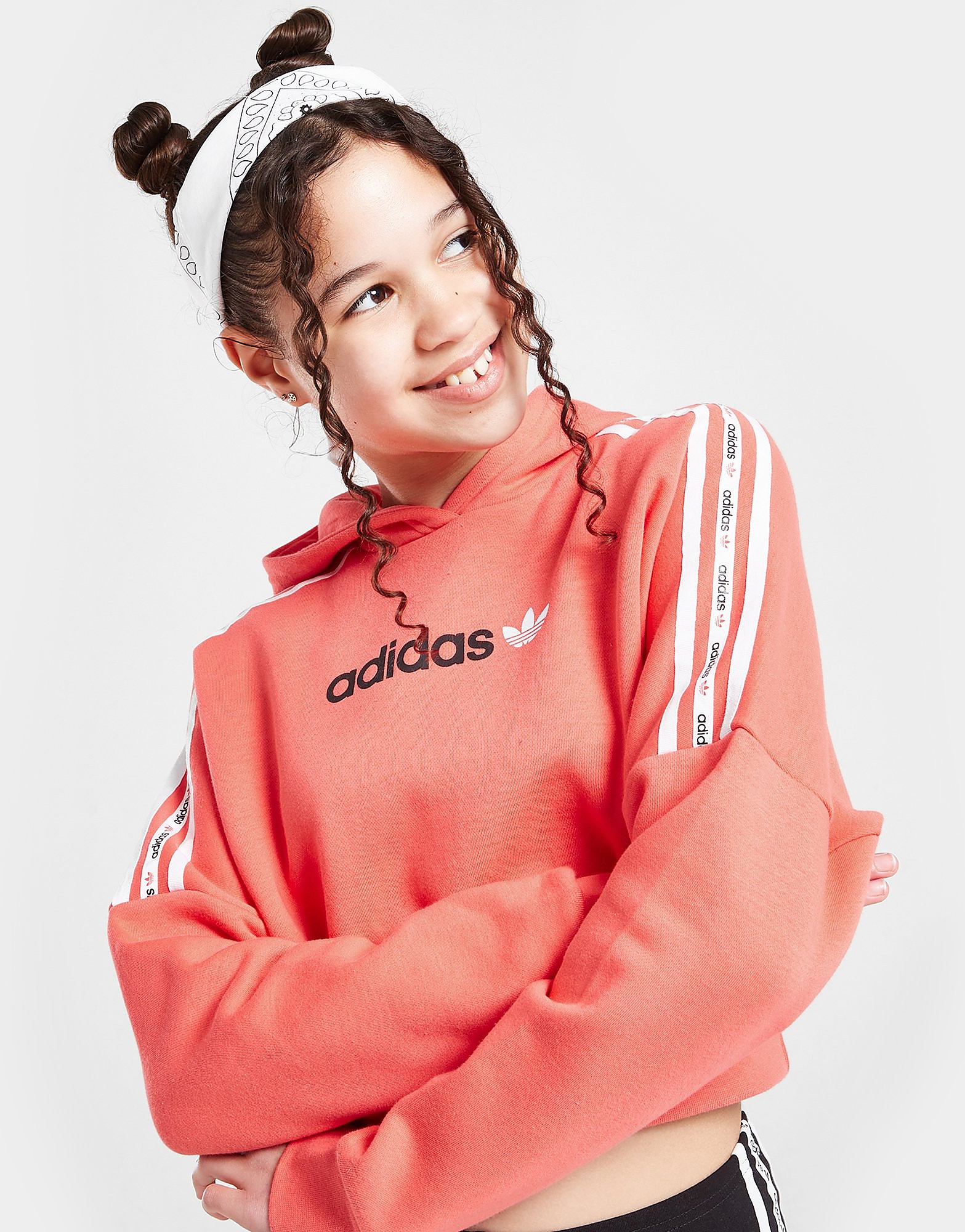 

adidas Originals Girls' Microtape 3-Stripes Crop Hoodie Junior - Only at JD - RED - Kids, RED