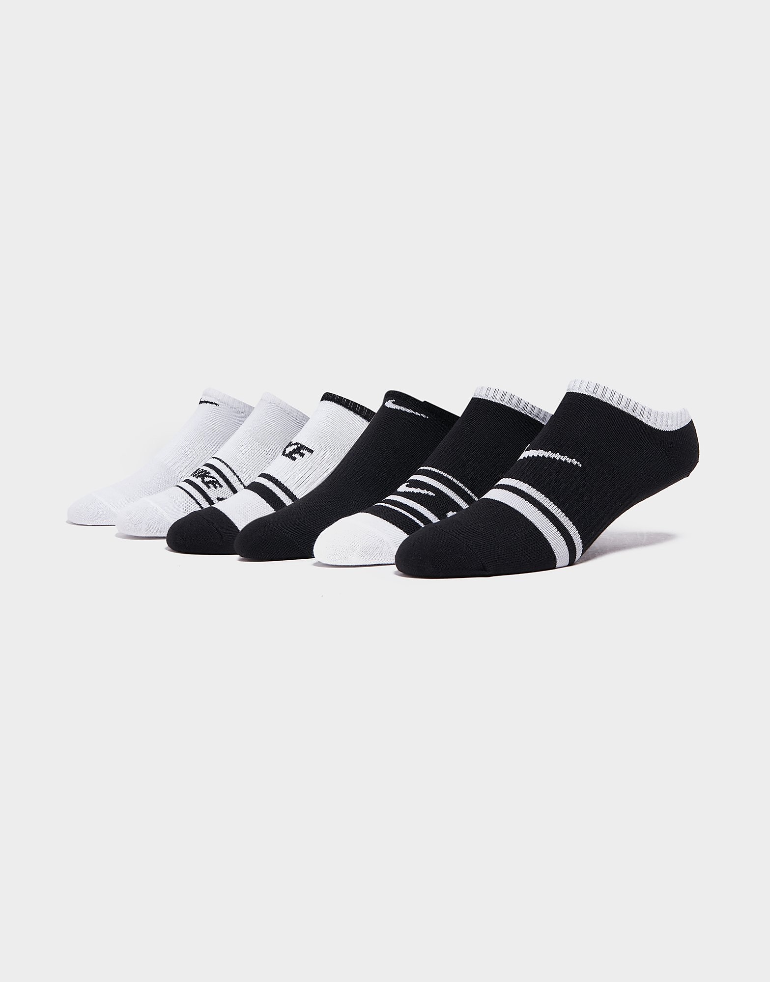 Nike 6-Pack Lightweight No Show Graphic Socks - White/Black - Womens, White/Black