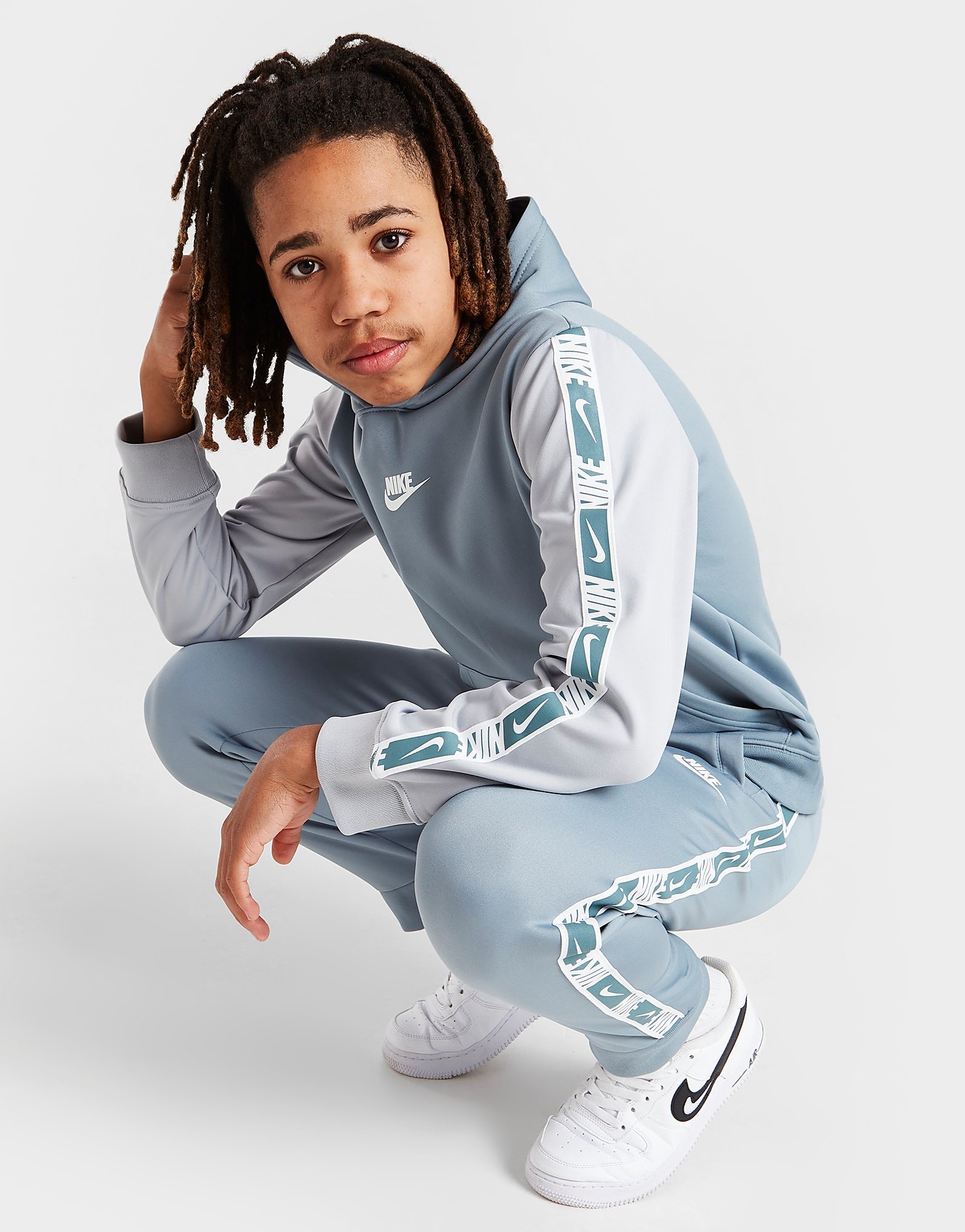 

Nike Repeat Tape Overhead Hoodie Junior - Only at JD - Aviator Grey/Wolf Grey/White - Kids, Aviator Grey/Wolf Grey/White