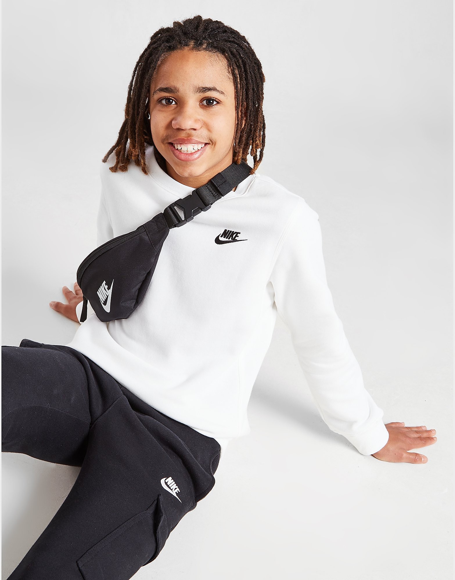 

Nike Sportswear Club Fleece Crew Sweatshirt Junior - White/Black - Kids, White/Black
