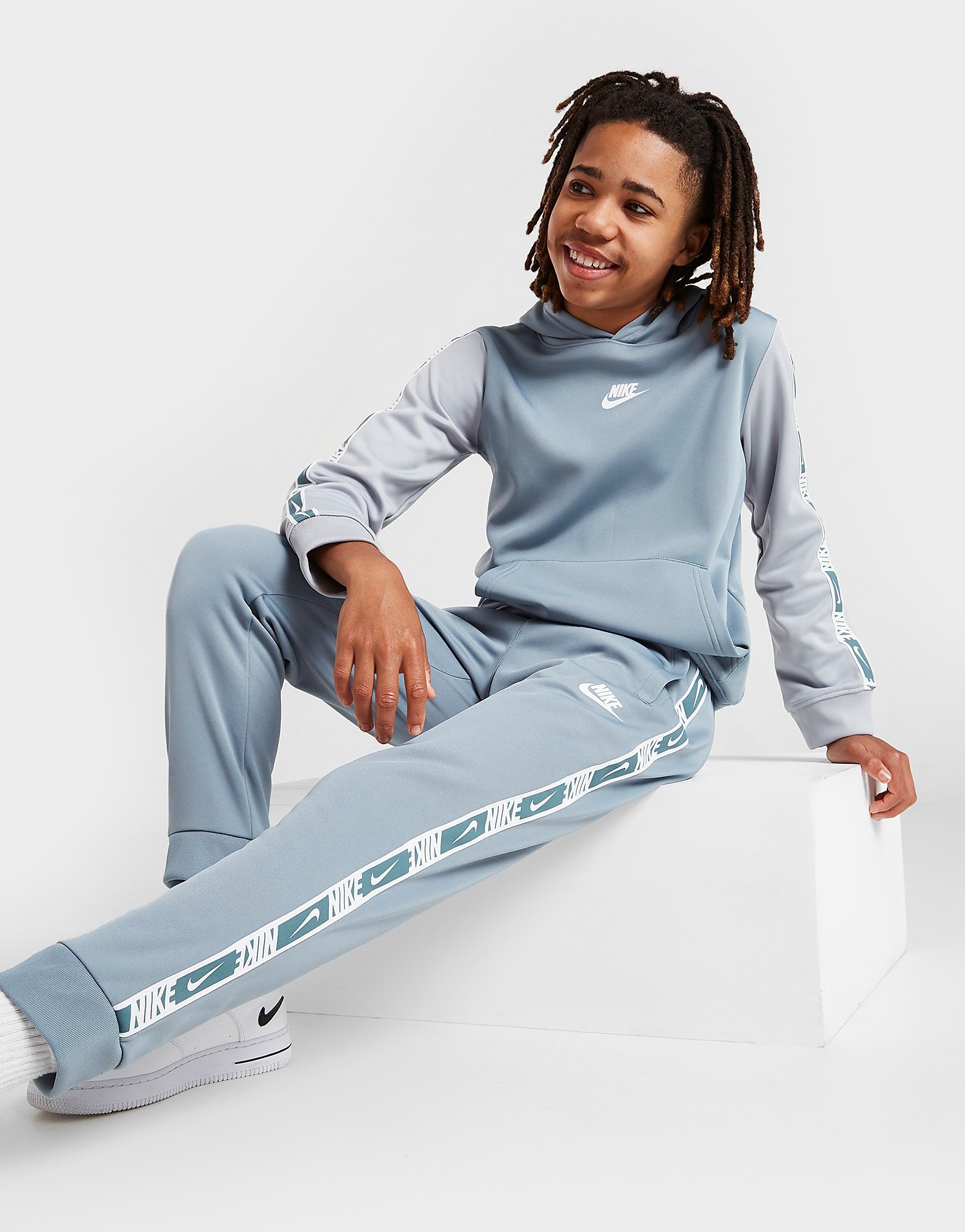 

Nike Repeat Tape Poly Track Pants Junior - Only at JD - Aviator Grey/Mineral Slate/White - Kids, Aviator Grey/Mineral Slate/White