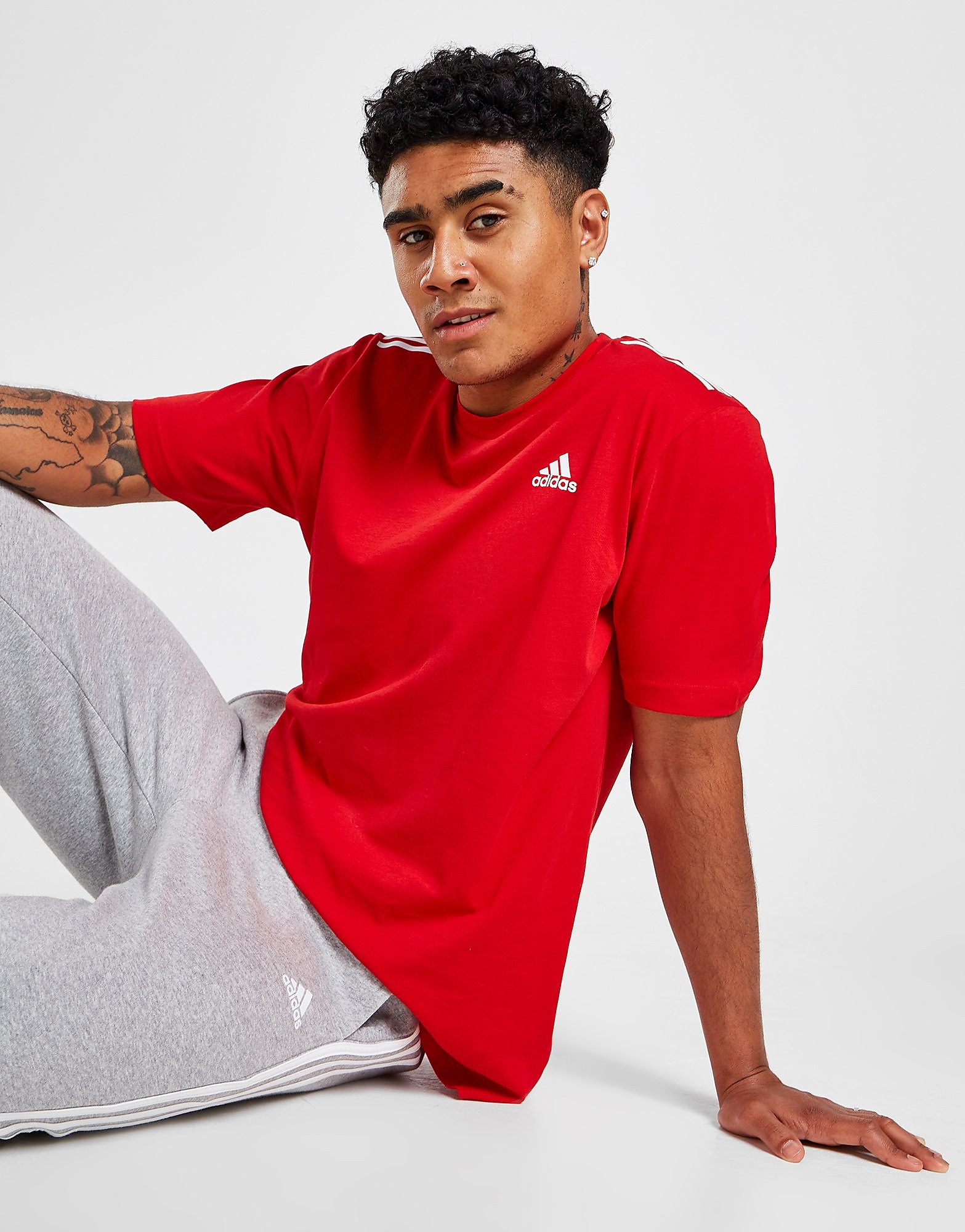 

adidas Badge of Sport 3-Stripes T-Shirt - Only at JD - RED - Mens, RED