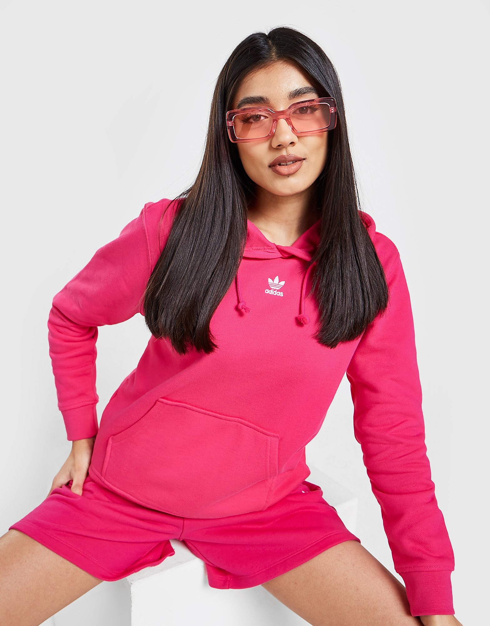 adidas Originals Essential Fleece Overhead Hoodie - Pink/Pink - Womens, Pink/Pink
