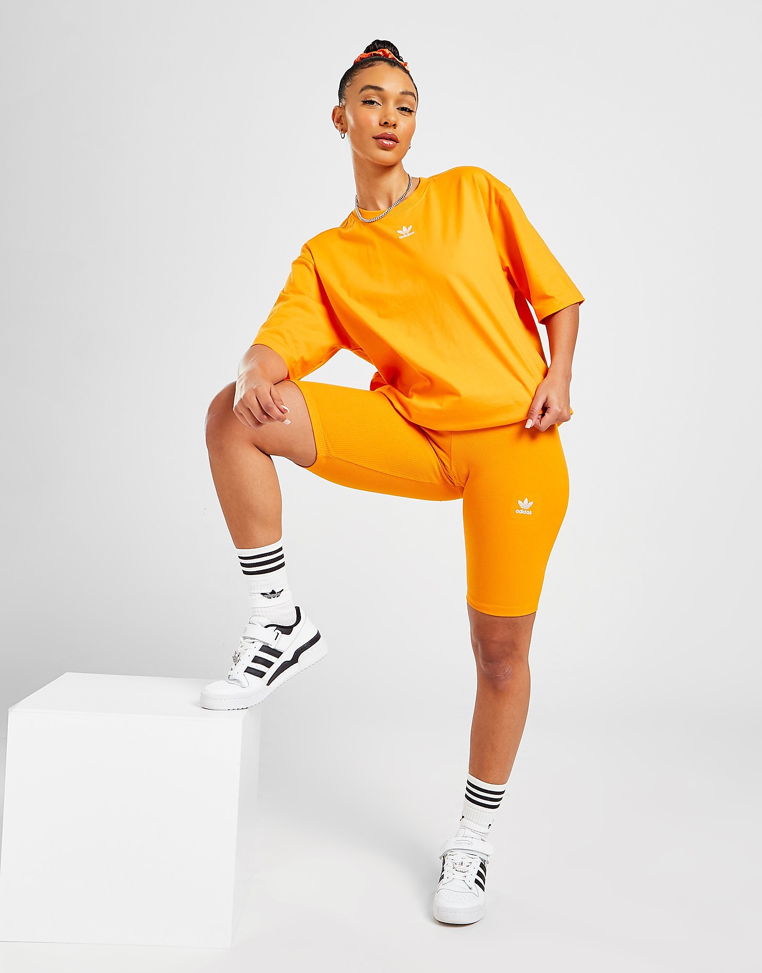 

adidas Originals Rib Cycle Shorts - Bright Orange/ORG - Womens, Bright Orange/ORG