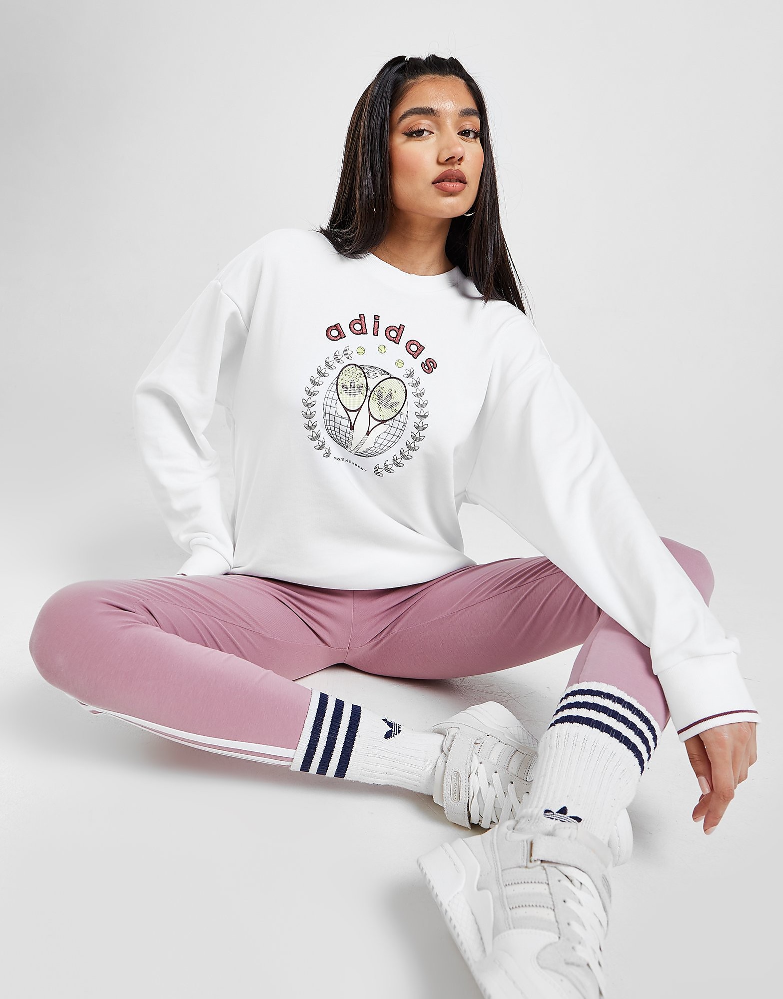 

adidas Originals Tennis Academy Crew Sweatshirt - Only at JD - White - Womens, White