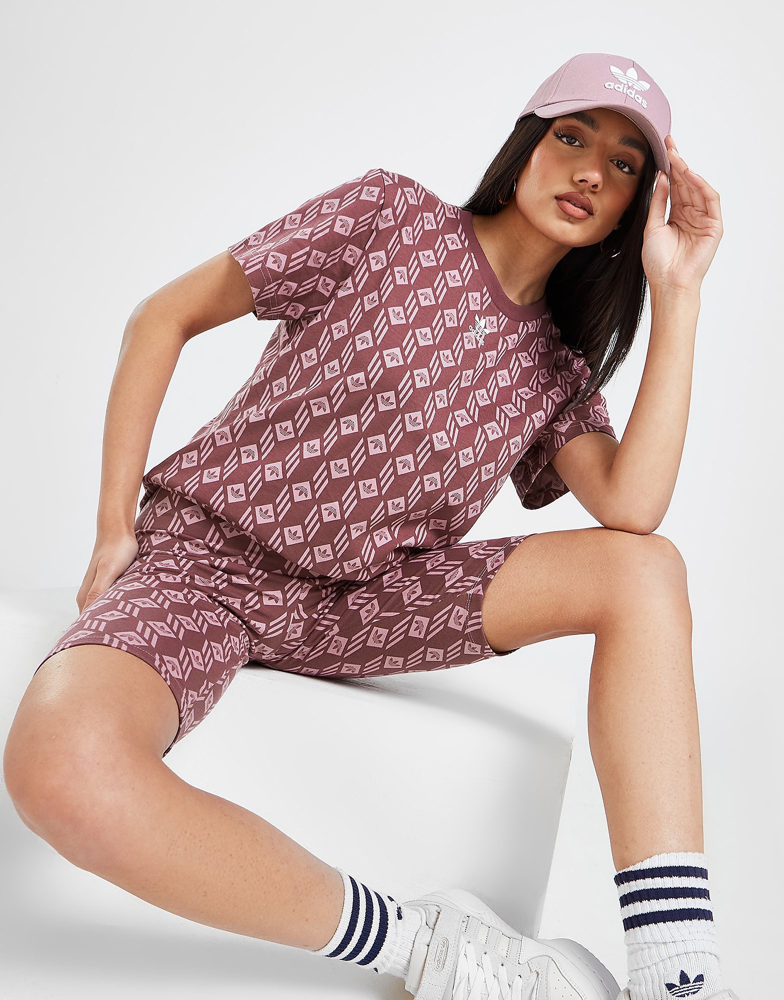 adidas Originals Monogram Boyfriend T-Shirt - BROWN - Womens, BROWN