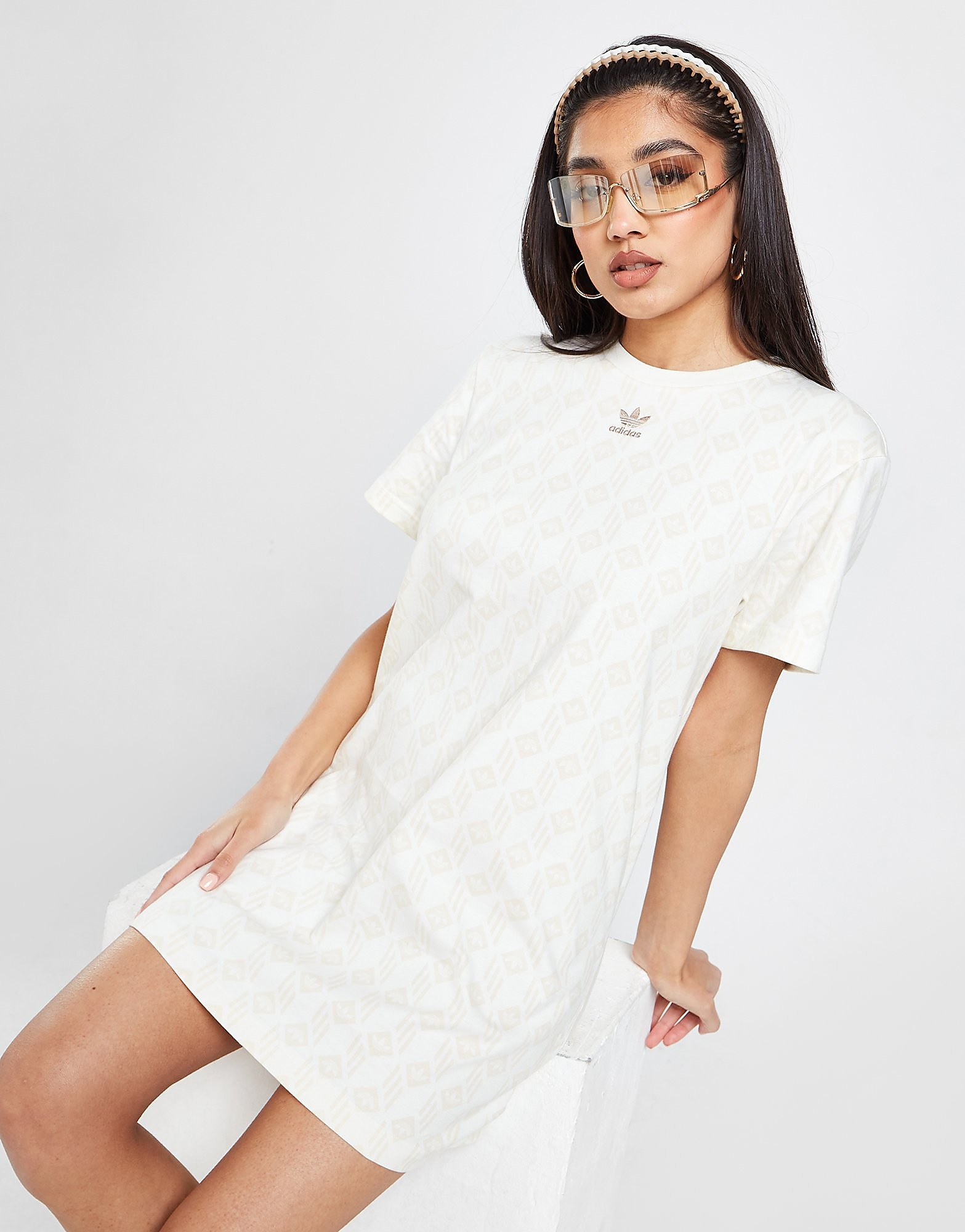

adidas Originals Monogram T-Shirt Dress - WHITE - Womens, WHITE