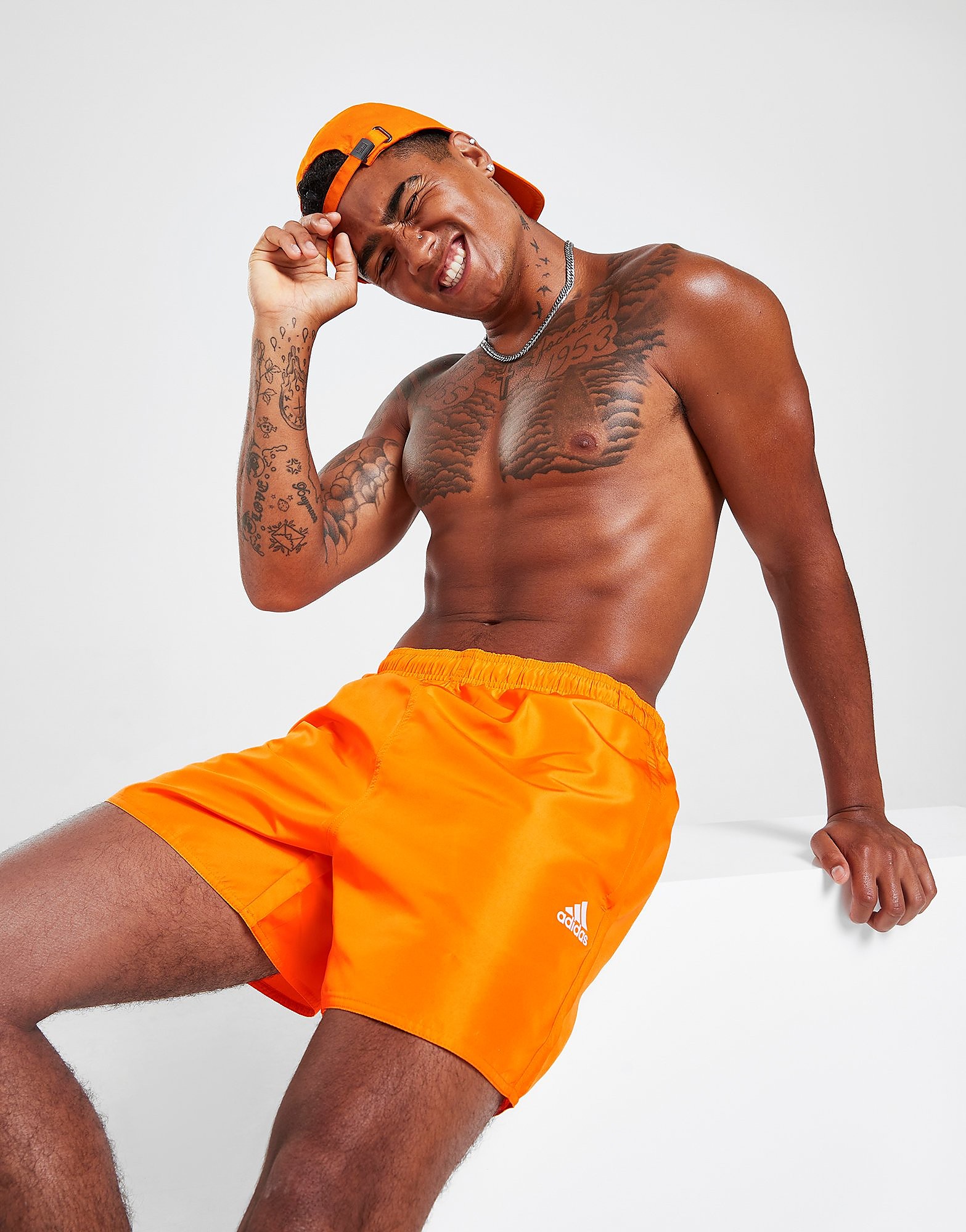 

adidas Badge Of Sport Core Swim Shorts - Orange Rush - Mens, Orange Rush