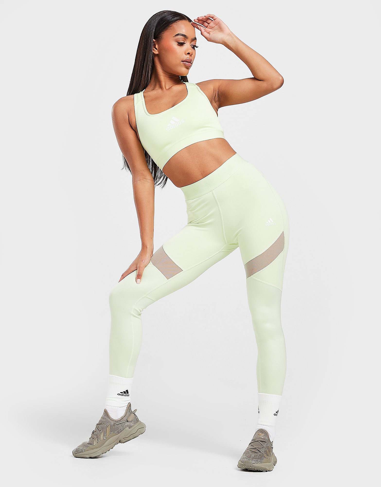

adidas Shine Tape Tights - Green/LIME - Womens, Green/LIME