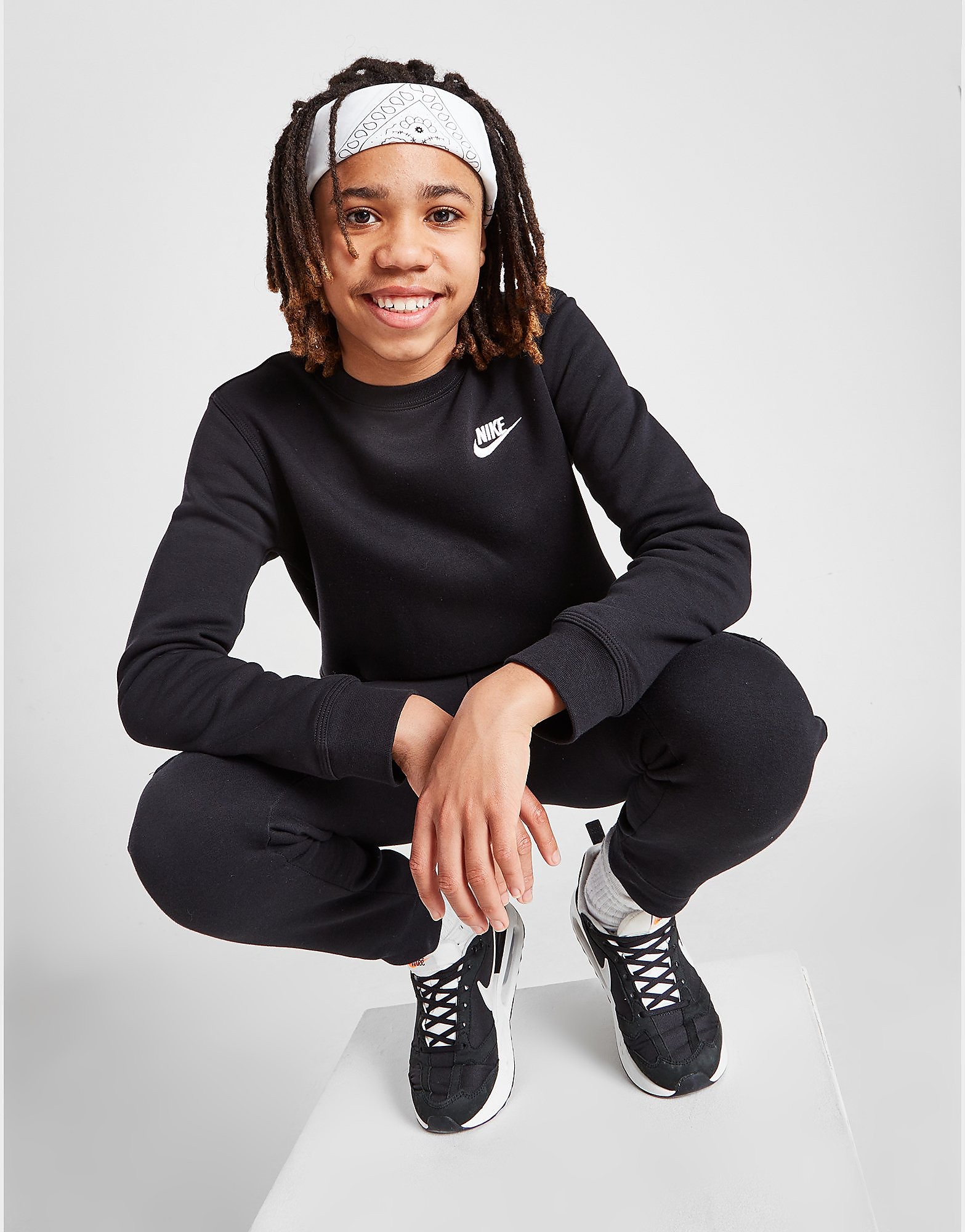 

Nike Sportswear Club Fleece Crew Sweatshirt Junior - Black/White - Kids, Black/White