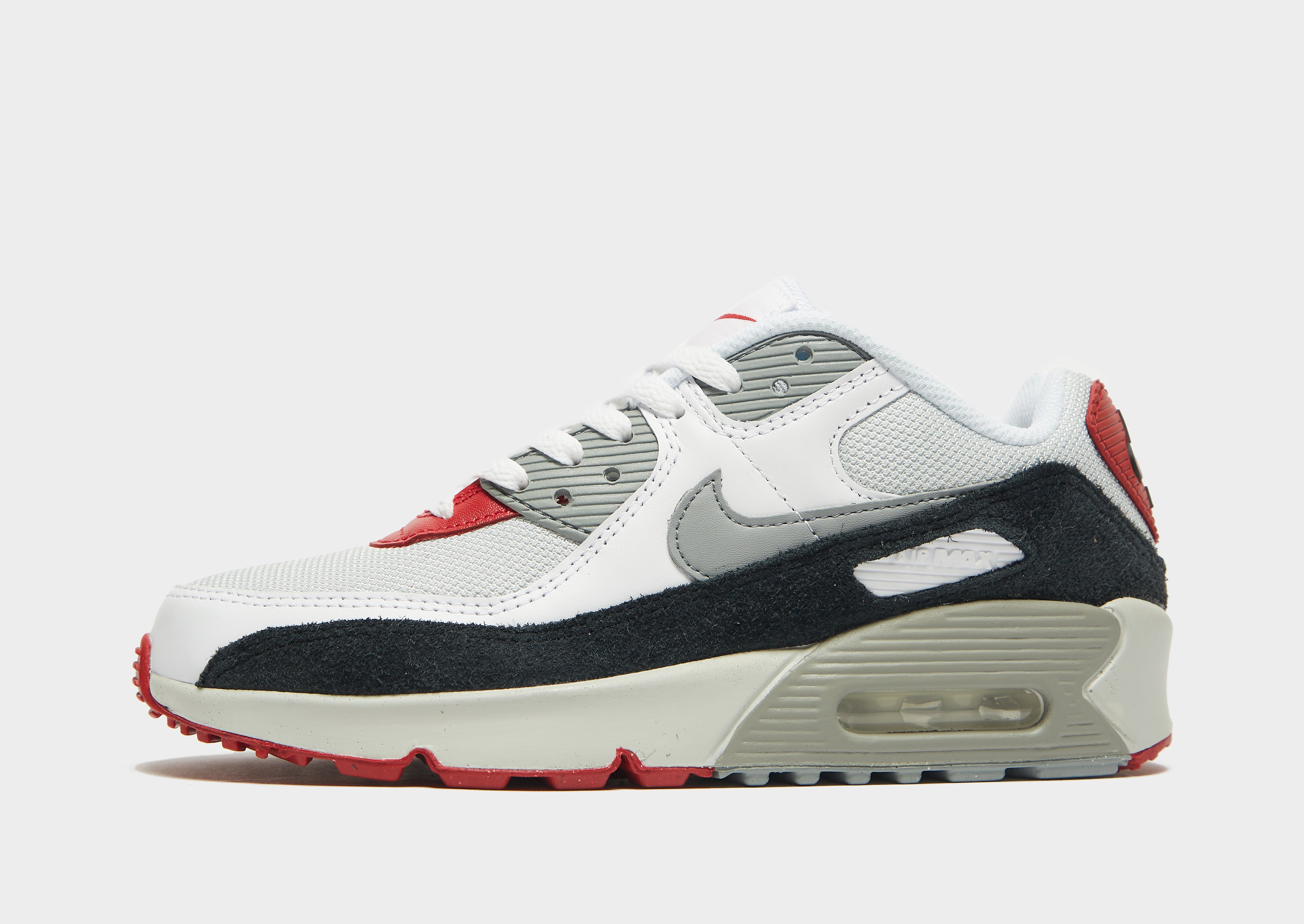 Nike Air Max 90 Leather Junior - Photon Dust/Varsity Red/White/Particle Grey - Kids, Photon Dust/Varsity Red/White/Particle Grey