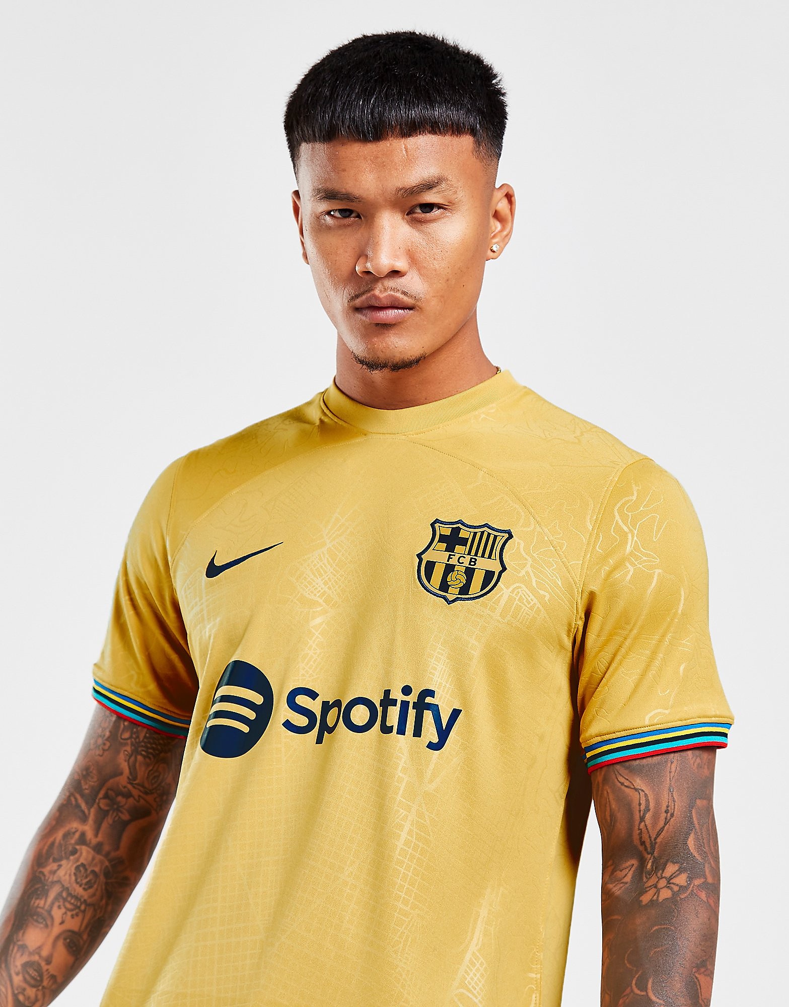 

Nike FC Barcelona 2022/23 Away Shirt - Club Gold/Obsidian - Mens, Club Gold/Obsidian
