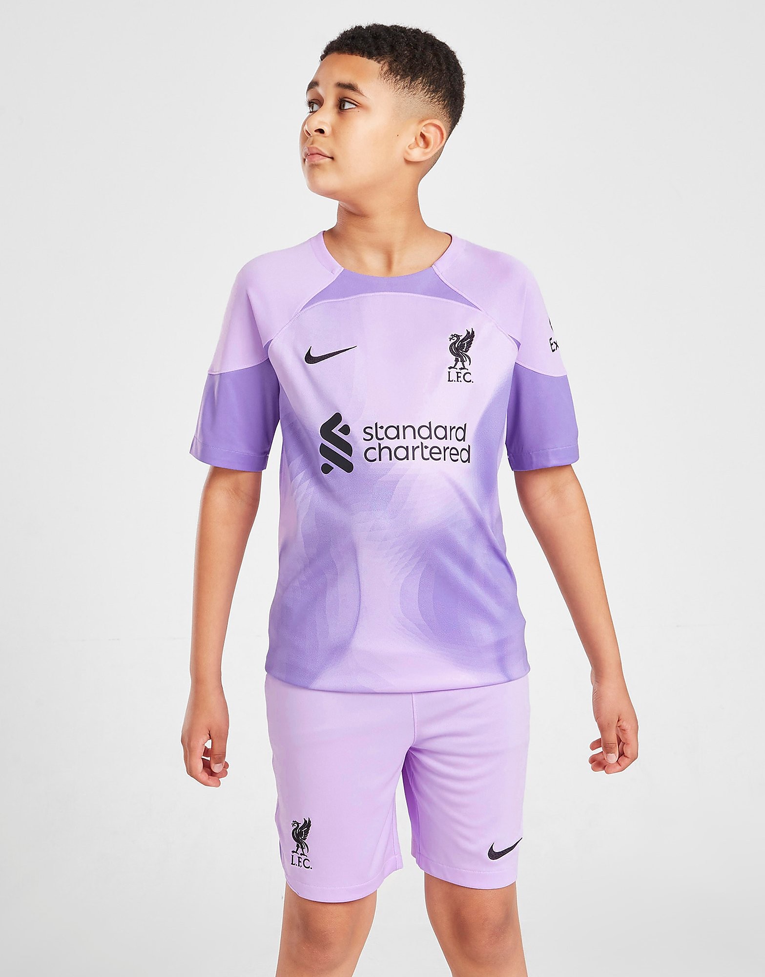 

Nike Liverpool FC 2022/23 Home Goalkeeper Shorts Junior - Lilac/Black - Kids, Lilac/Black