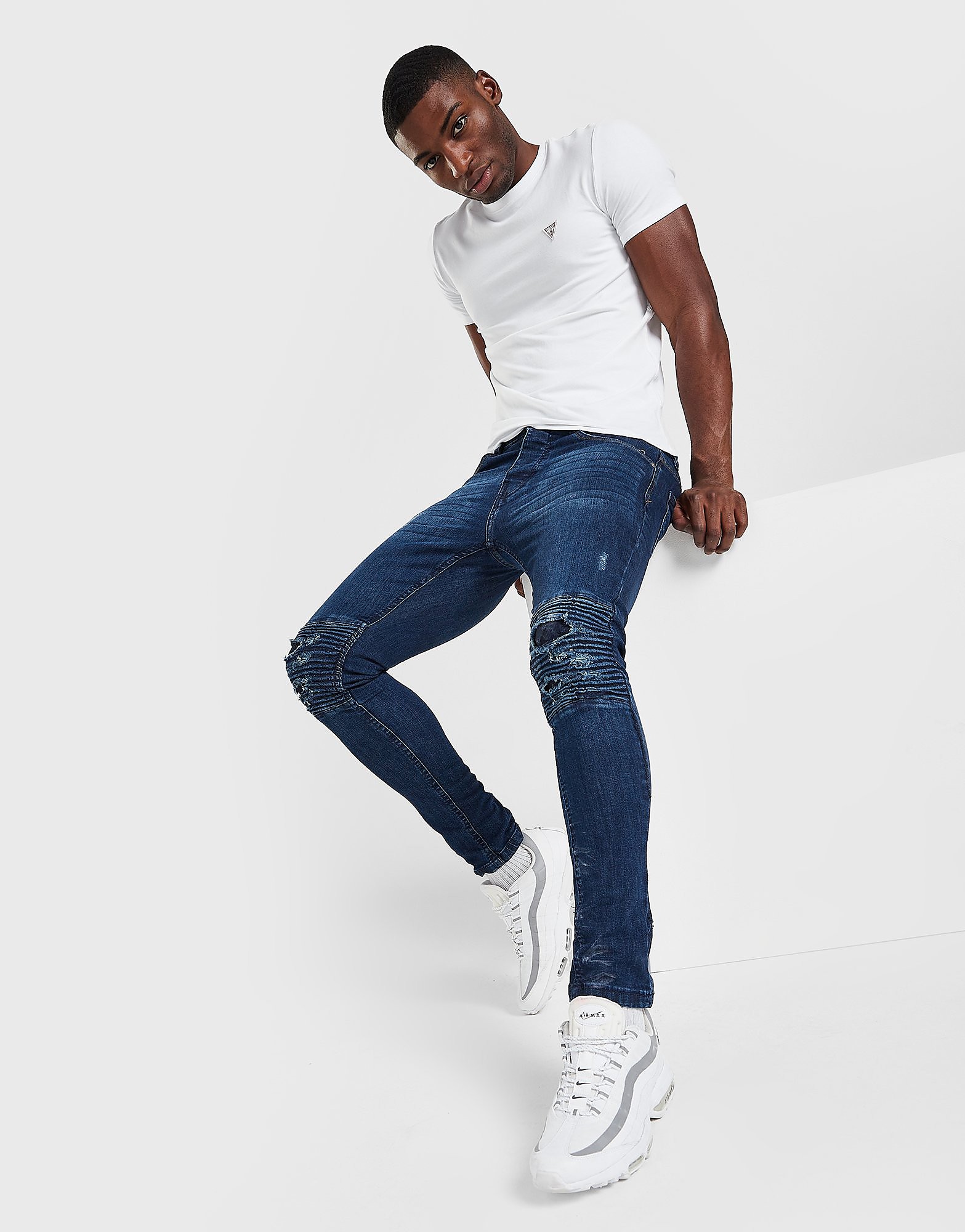 

Brave Soul Lift Biker Rip Jeans - Blue - Mens, Blue