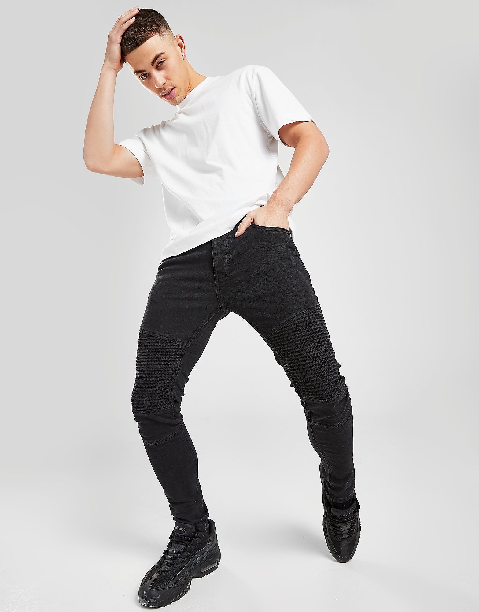 

Brave Soul Biker Jeans - Black - Mens, Black