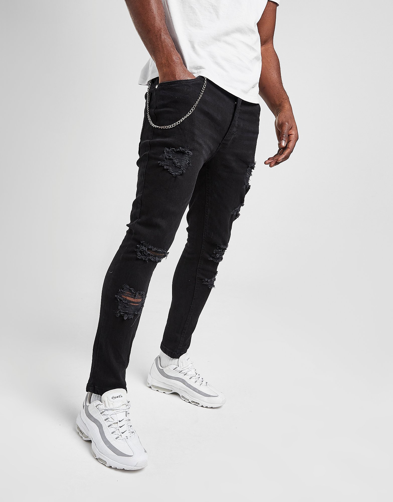 

Brave Soul Drogo Heavy Distress Jeans - Black - Mens, Black