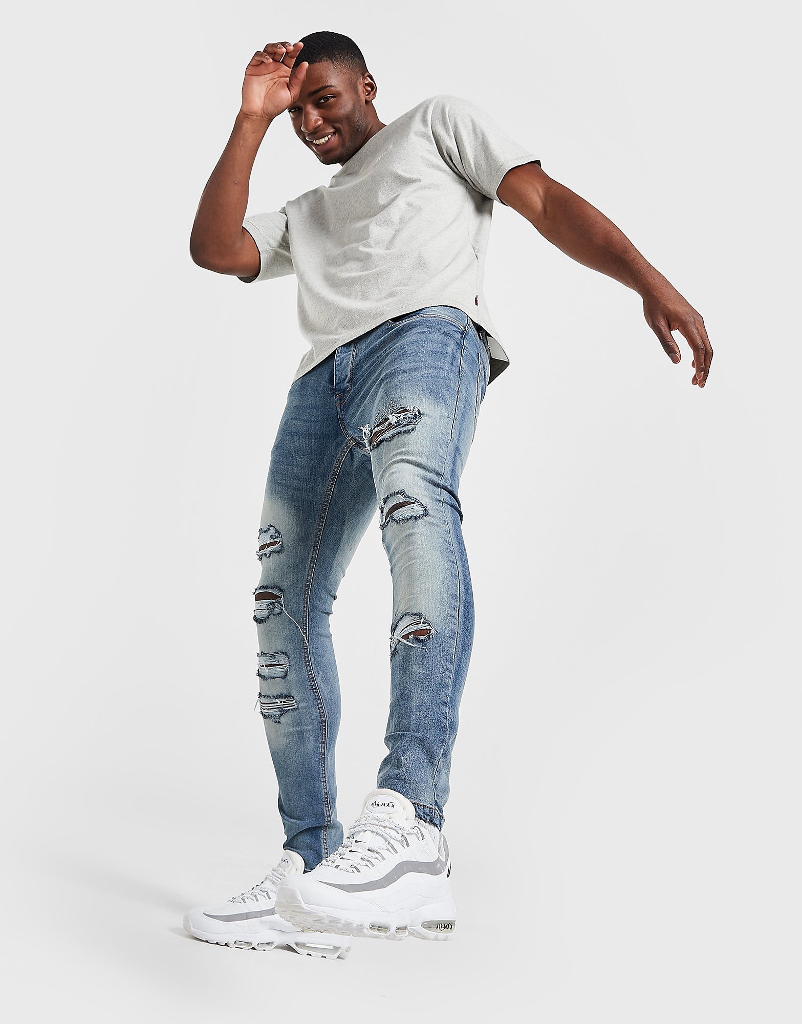 

Brave Soul Leyland Heavy Rip Jeans - Blue, Blue